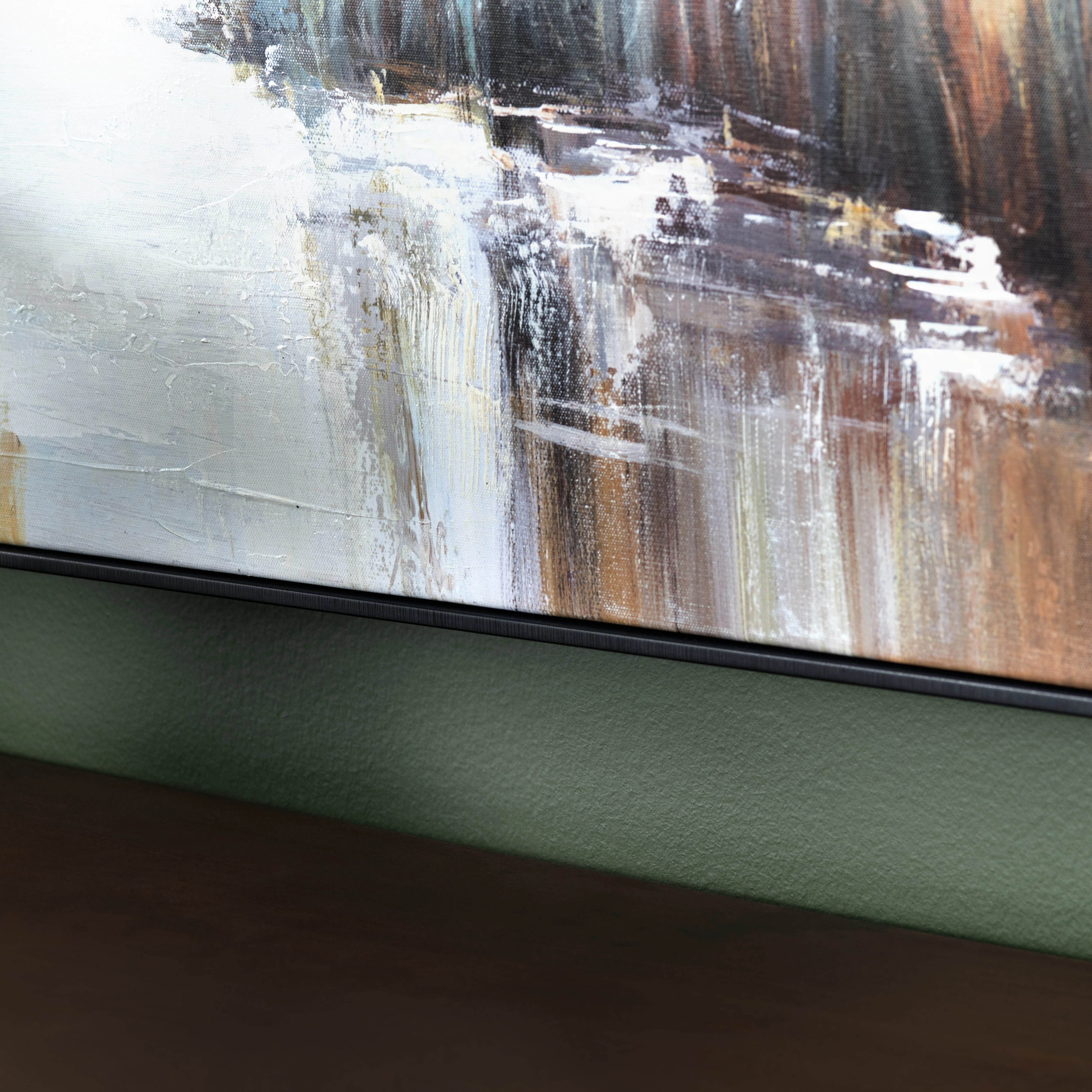Gazing Egret Green/Brown Canvas - Image 3