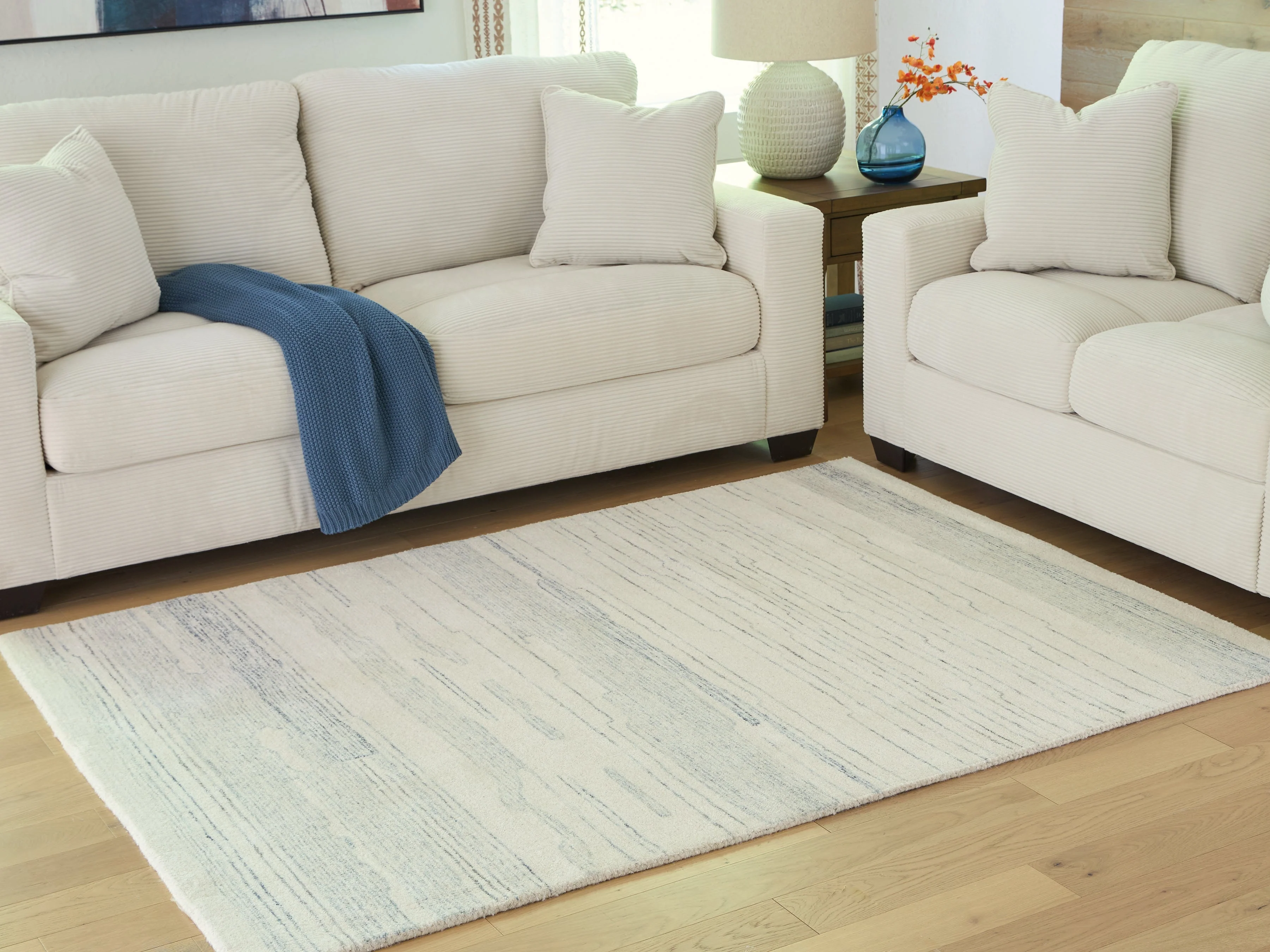 Genemost Ivory/Blue Medium Rug (Online Special Price) - Image 2