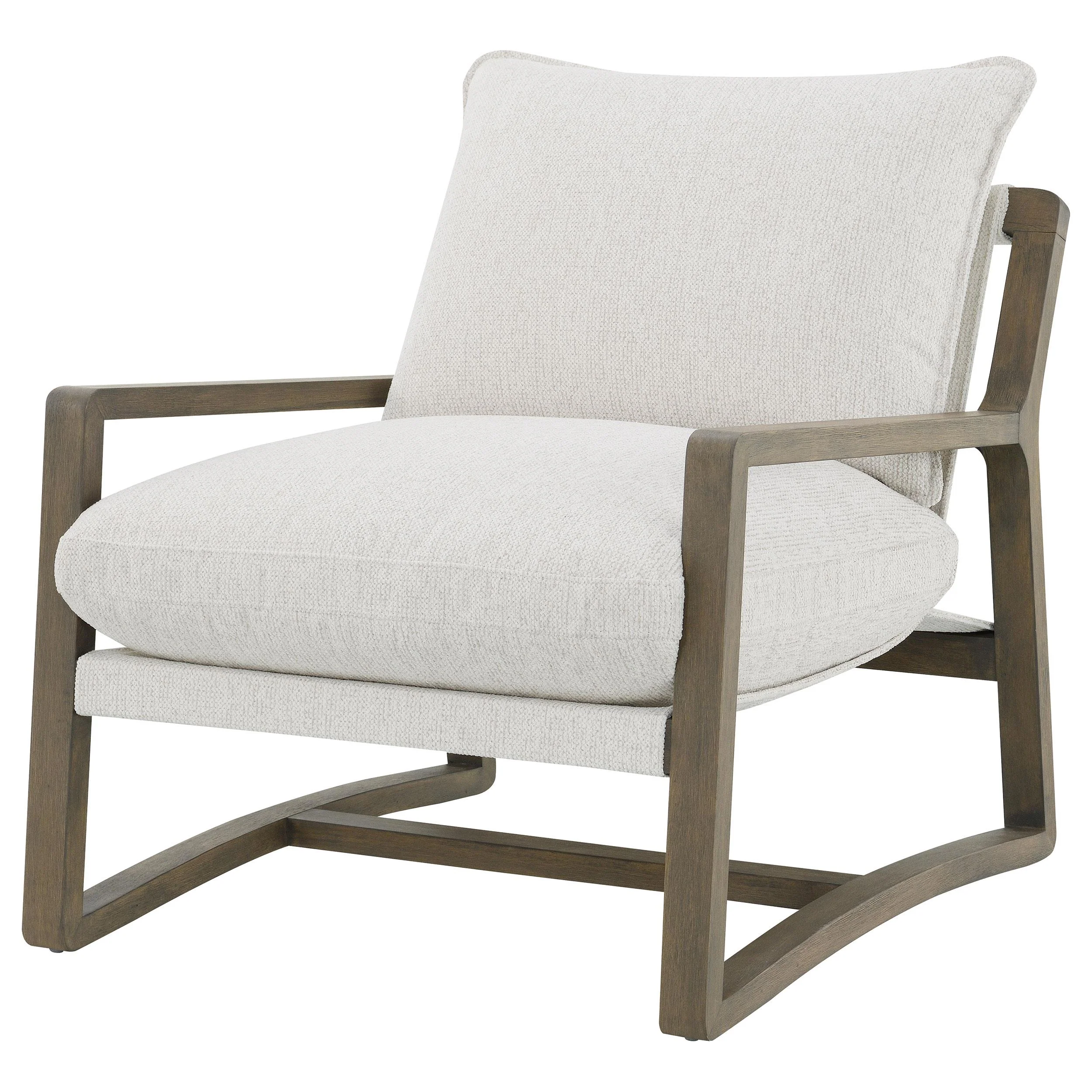 Geneva Sand Boucle Upholstered Wood Arm Accent Chair - Image 4