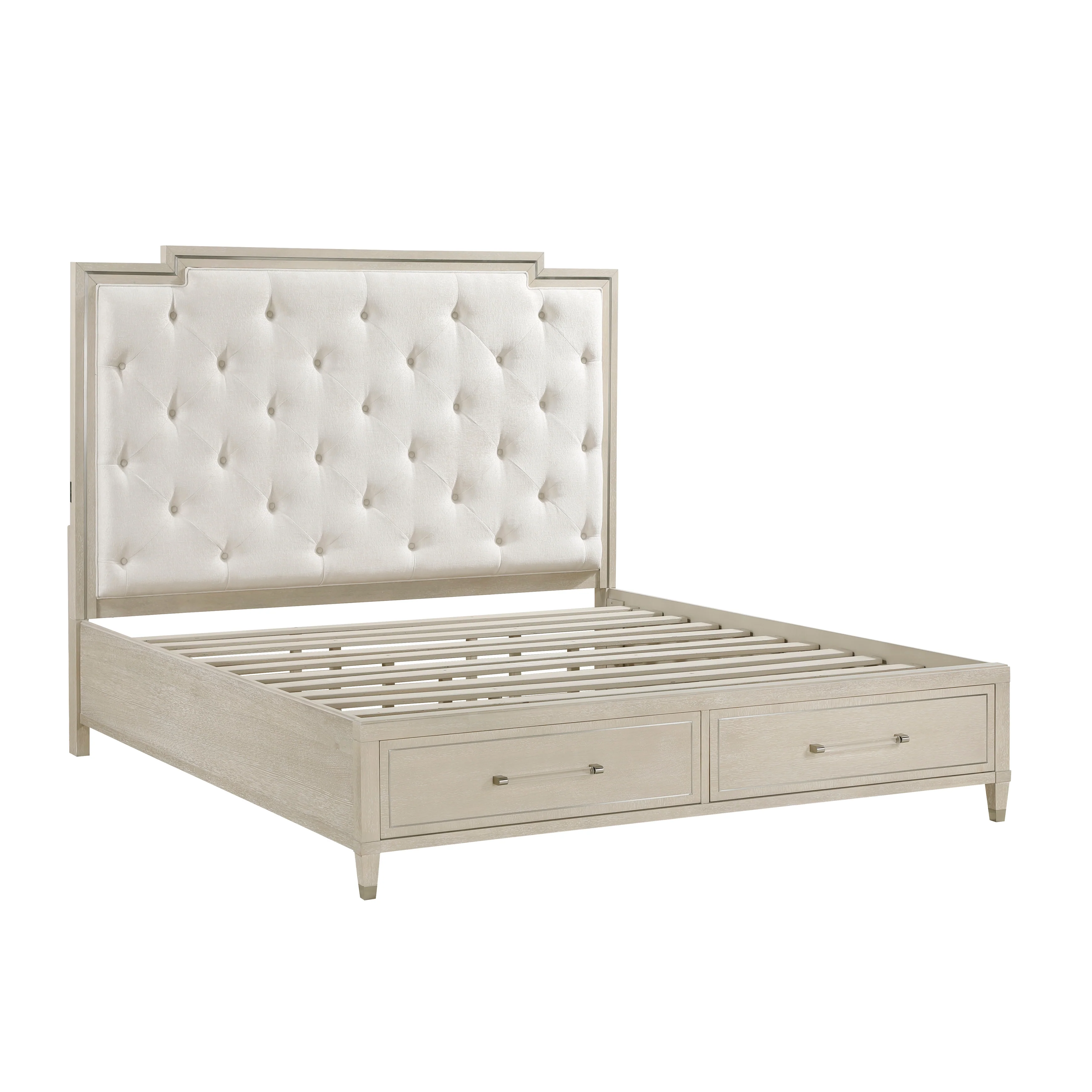 Genoa Ivory/Light Oak California King Platform Bed - Image 4