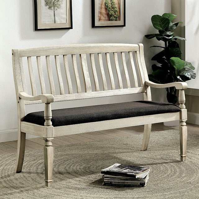 Georgia Antique White/Gray Loveseat Bench - Image 2