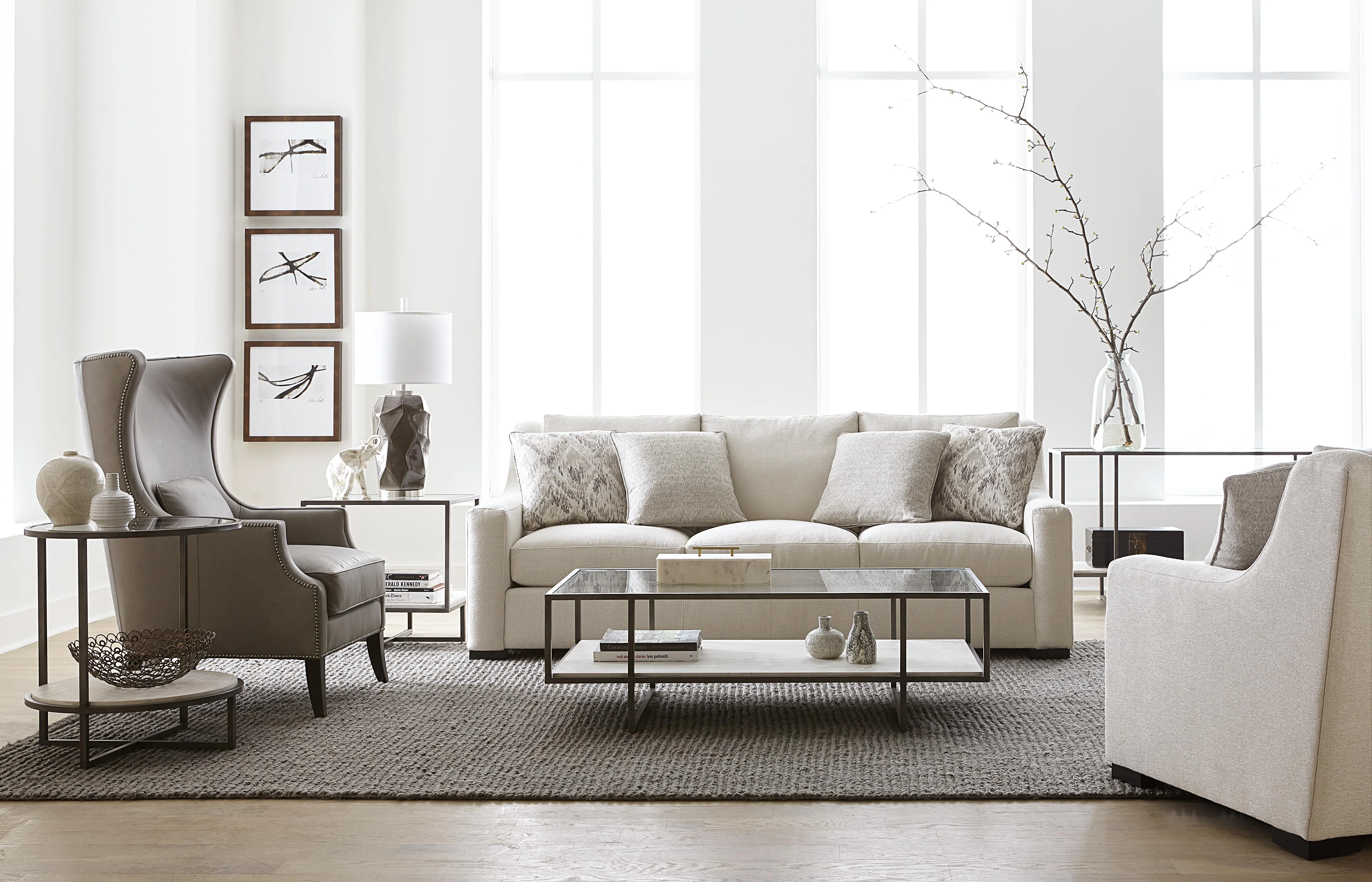 Germain White/Cream Fabric Sofa - Image 11