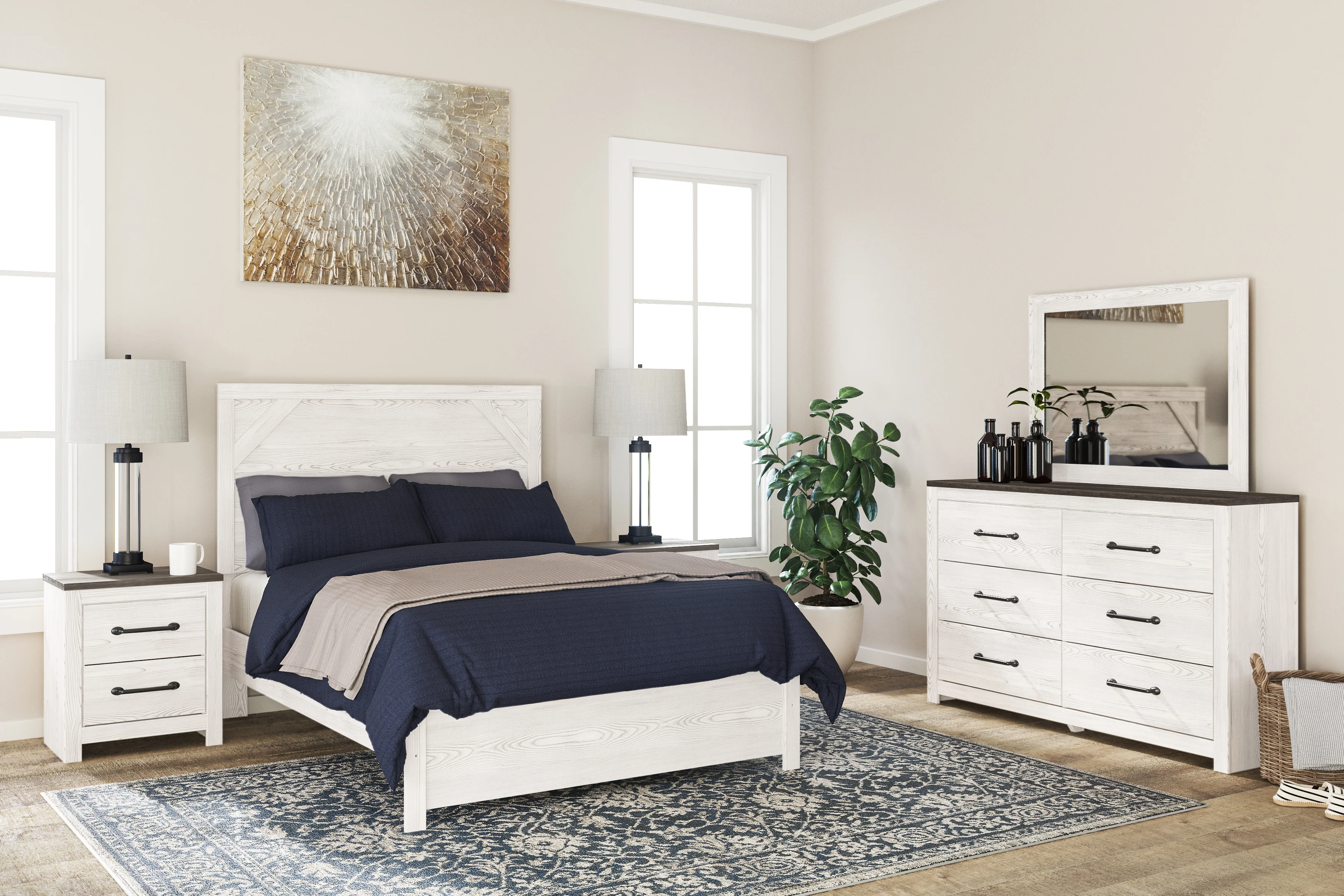 Gerridan White/Gray Full Panel Bed with Dresser and Mirror - Image 11