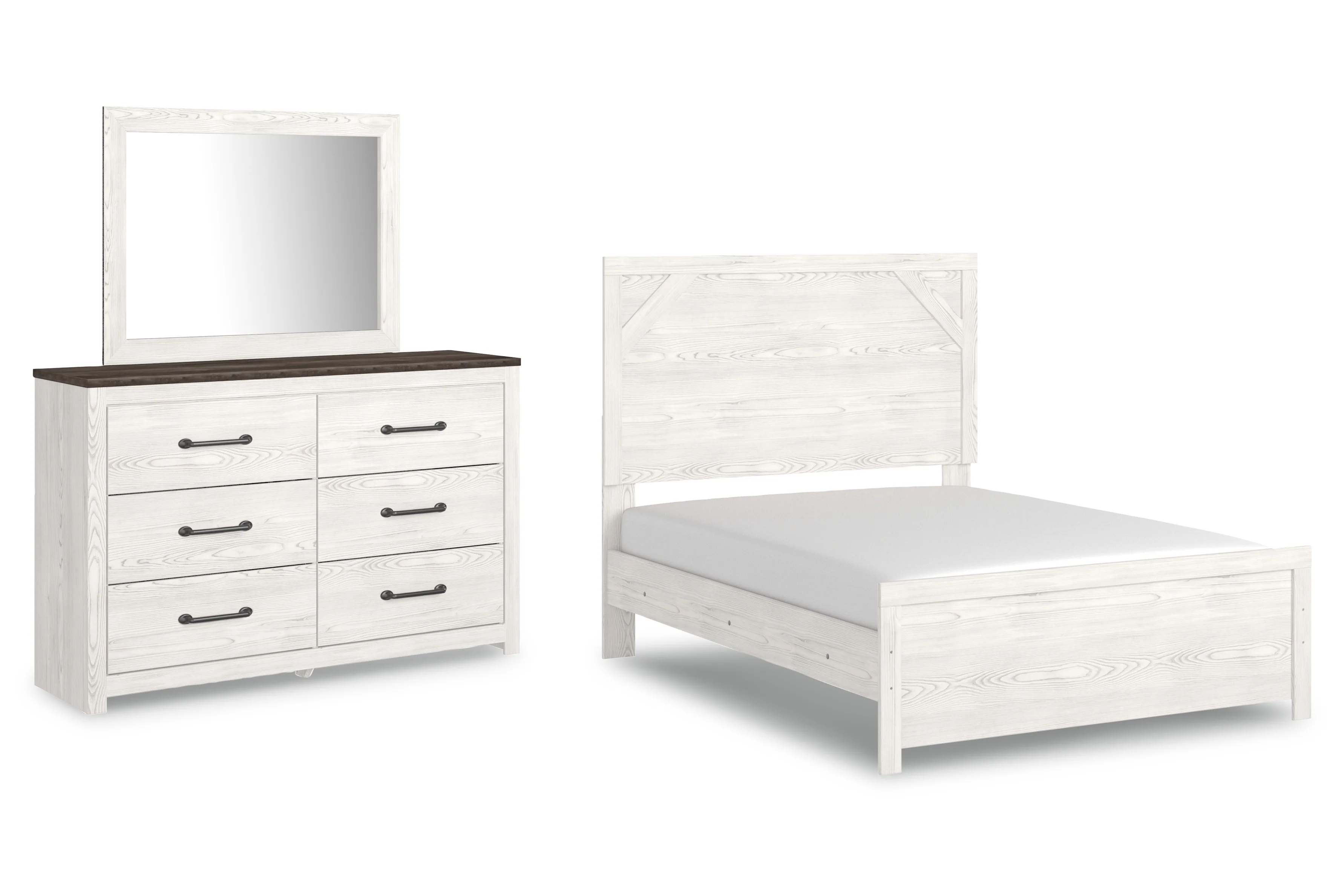 Gerridan White/Gray Full Panel Bed with Dresser and Mirror - Image 2