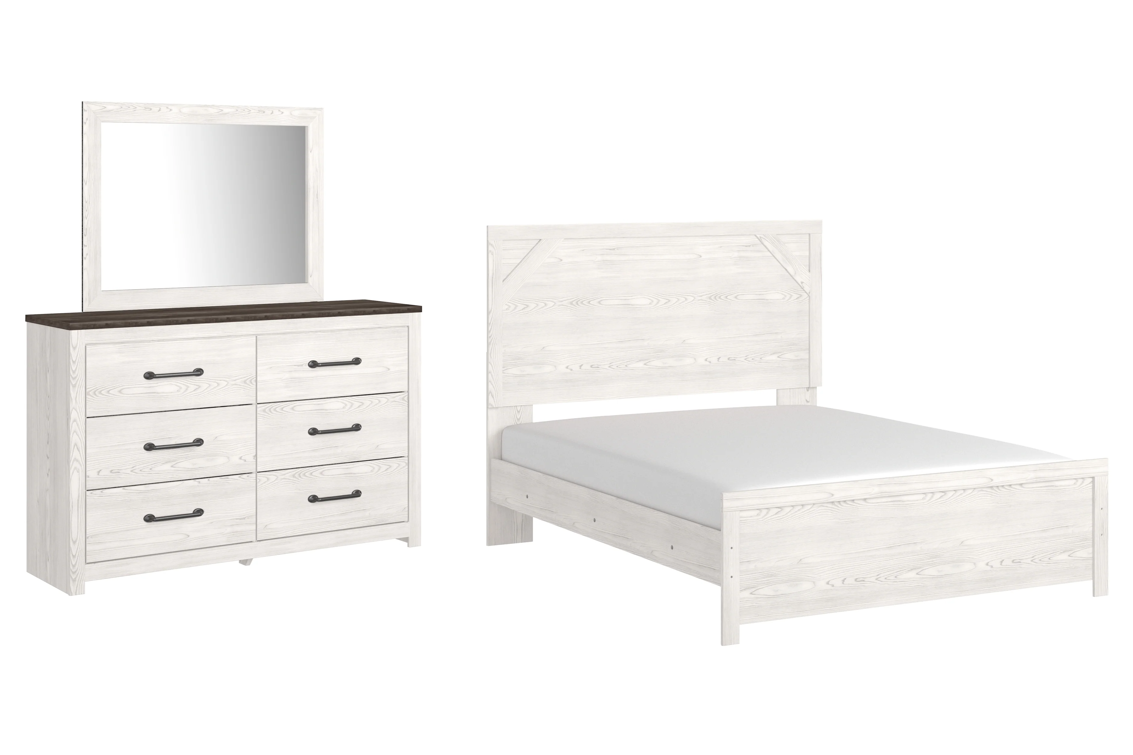 Gerridan White/Gray Queen Panel Bed, Dresser and Mirror - Image 2