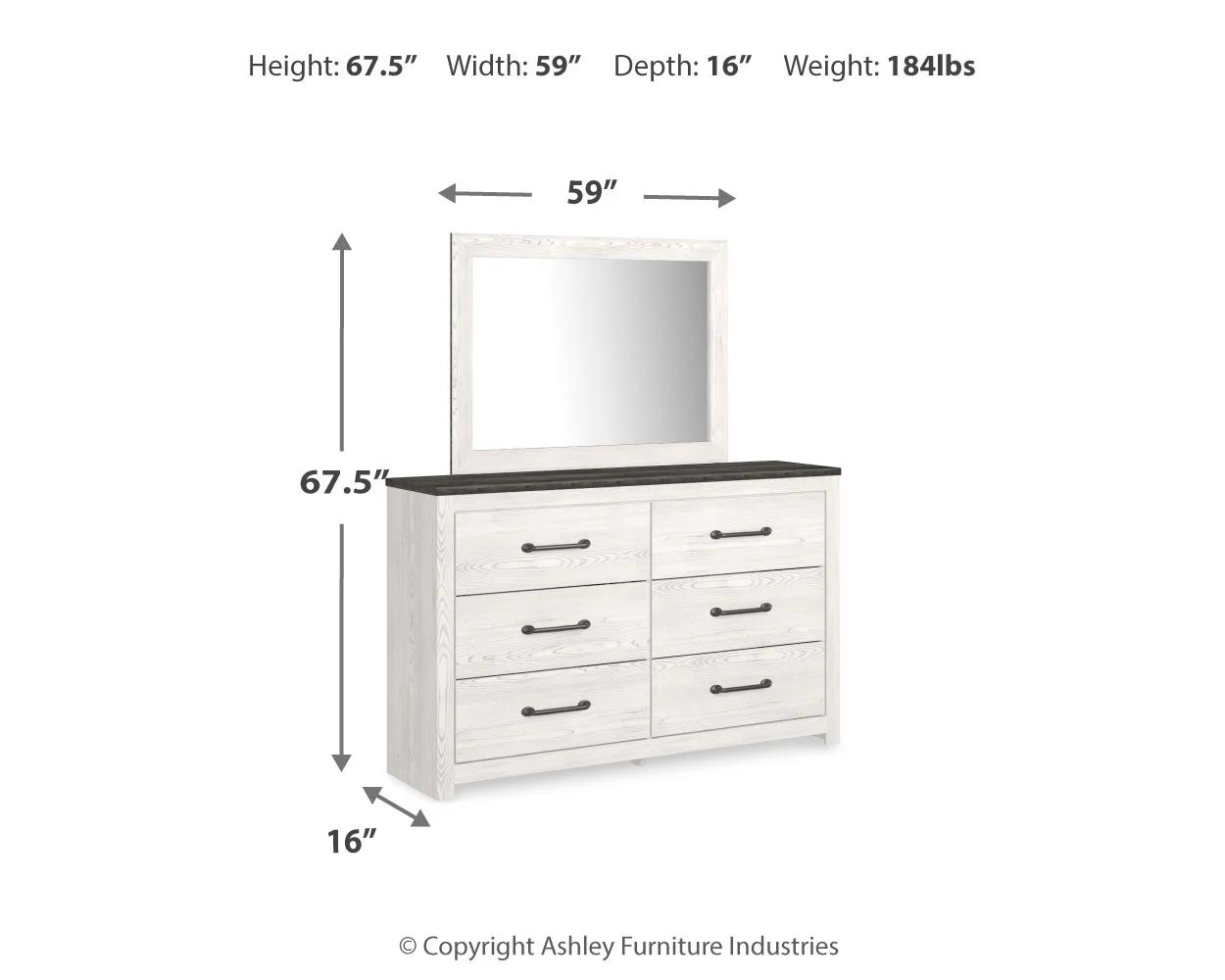 Gerridan White/Gray Queen Panel Bedroom Set with Dresser, Mirror, Chest and Nightstand - Image 3