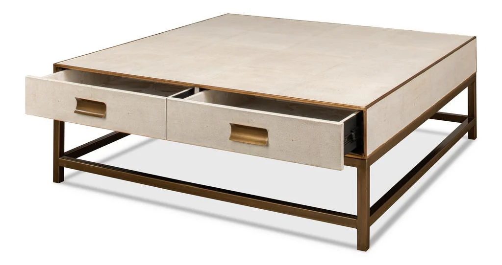 Gideon White Shagreen Coffee Table - Image 3