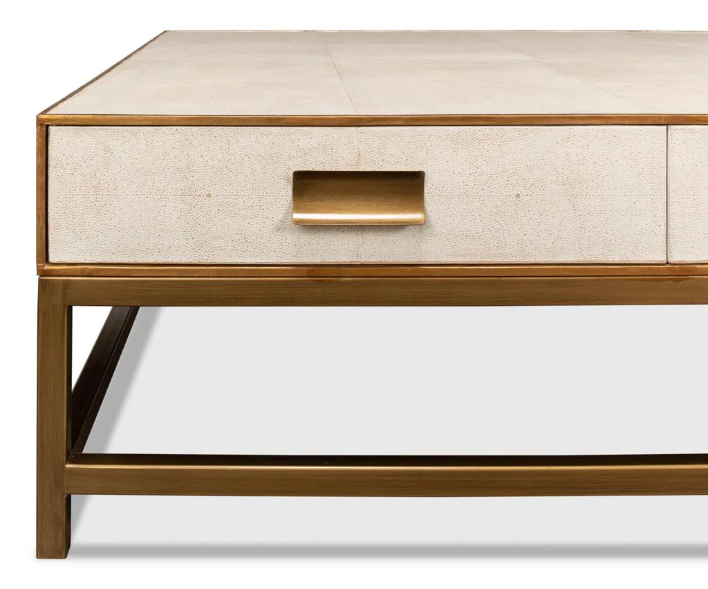 Gideon White Shagreen Coffee Table - Image 5
