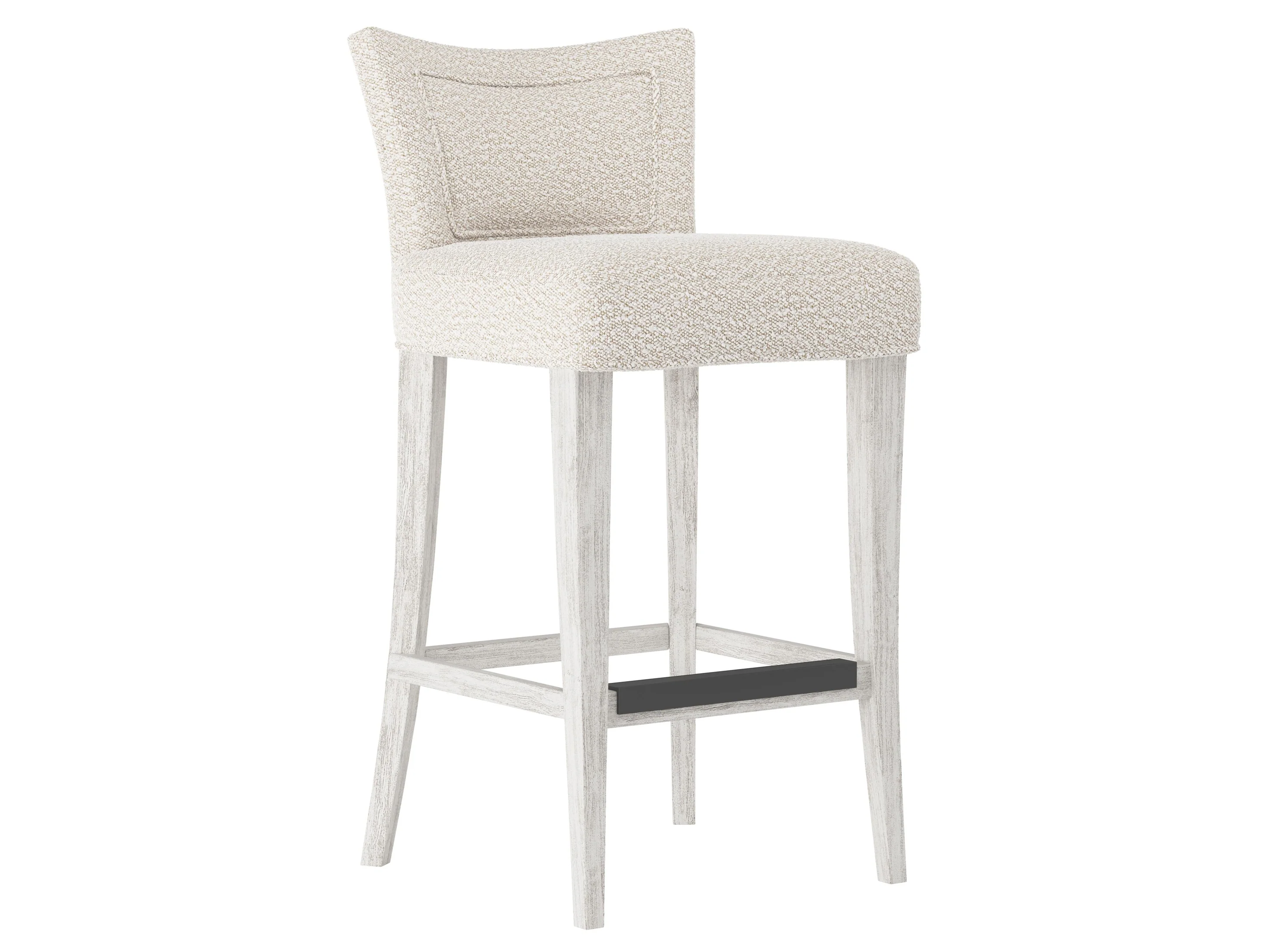 Giles Glacier White/White/Cream Fabric Bar Stool