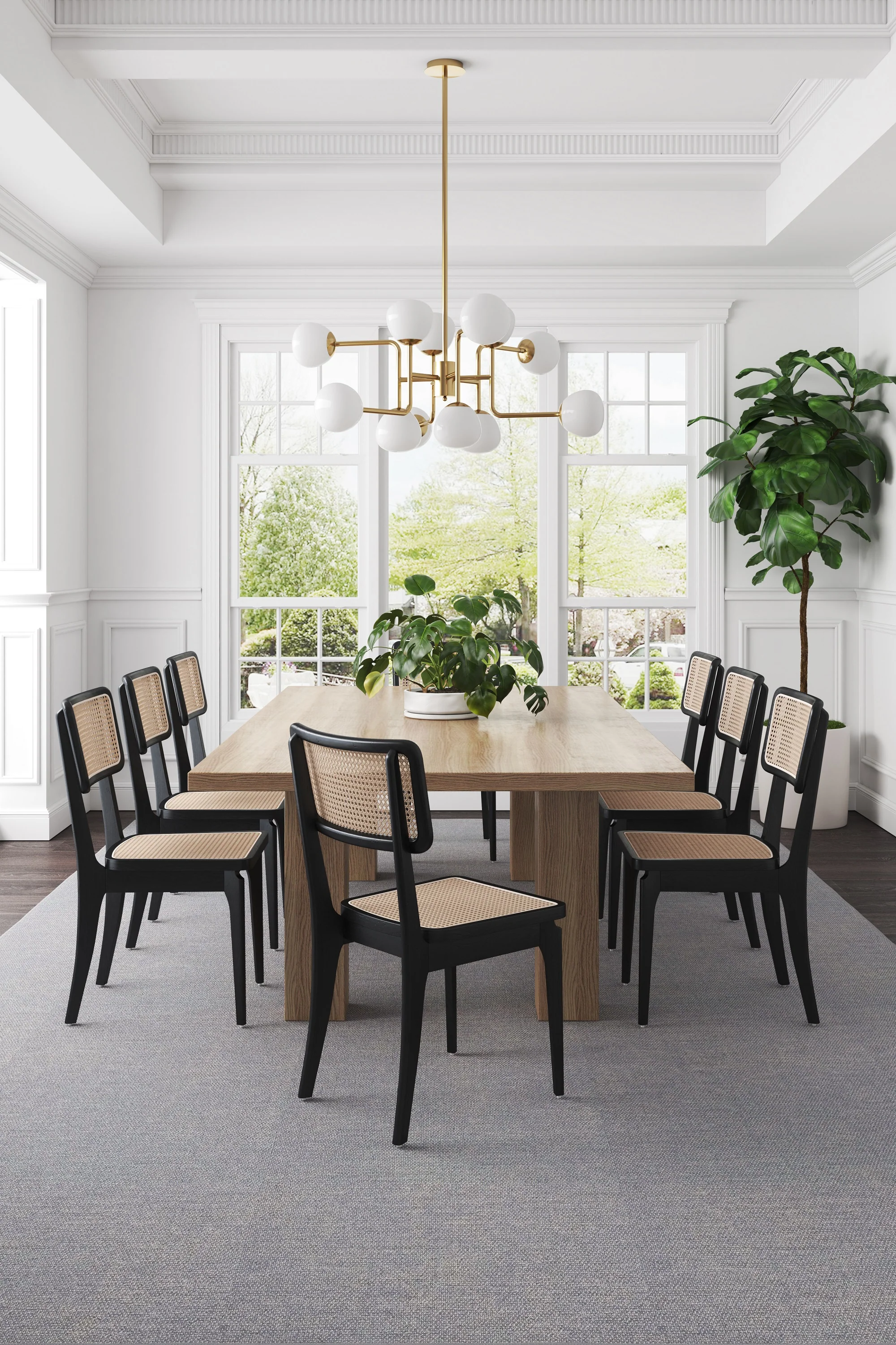 Giverny Dining Chair in Black and Natural Cane (set of 2) - Image 2