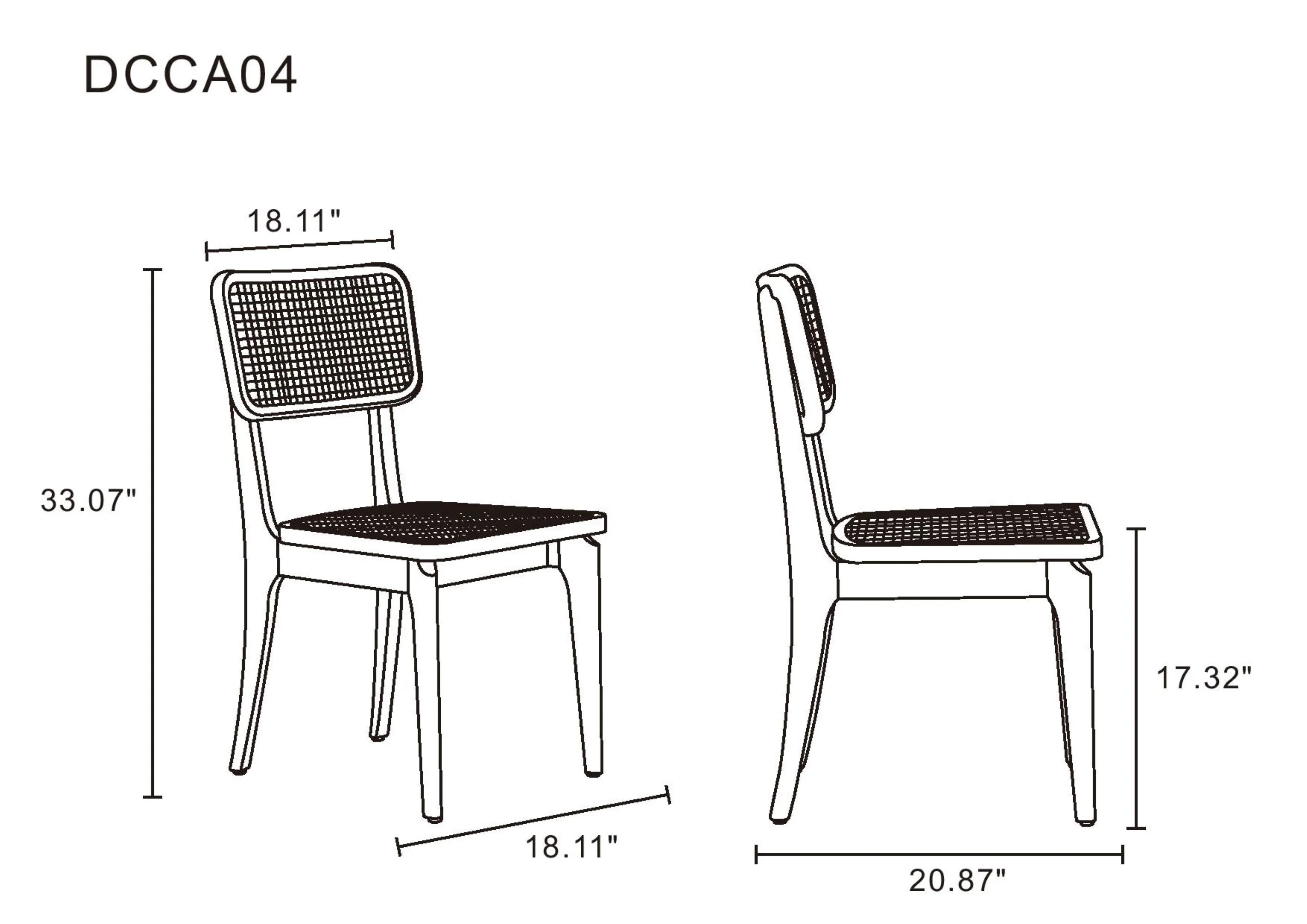 Giverny Dining Chair in Black and Natural Cane (set of 2) - Image 3