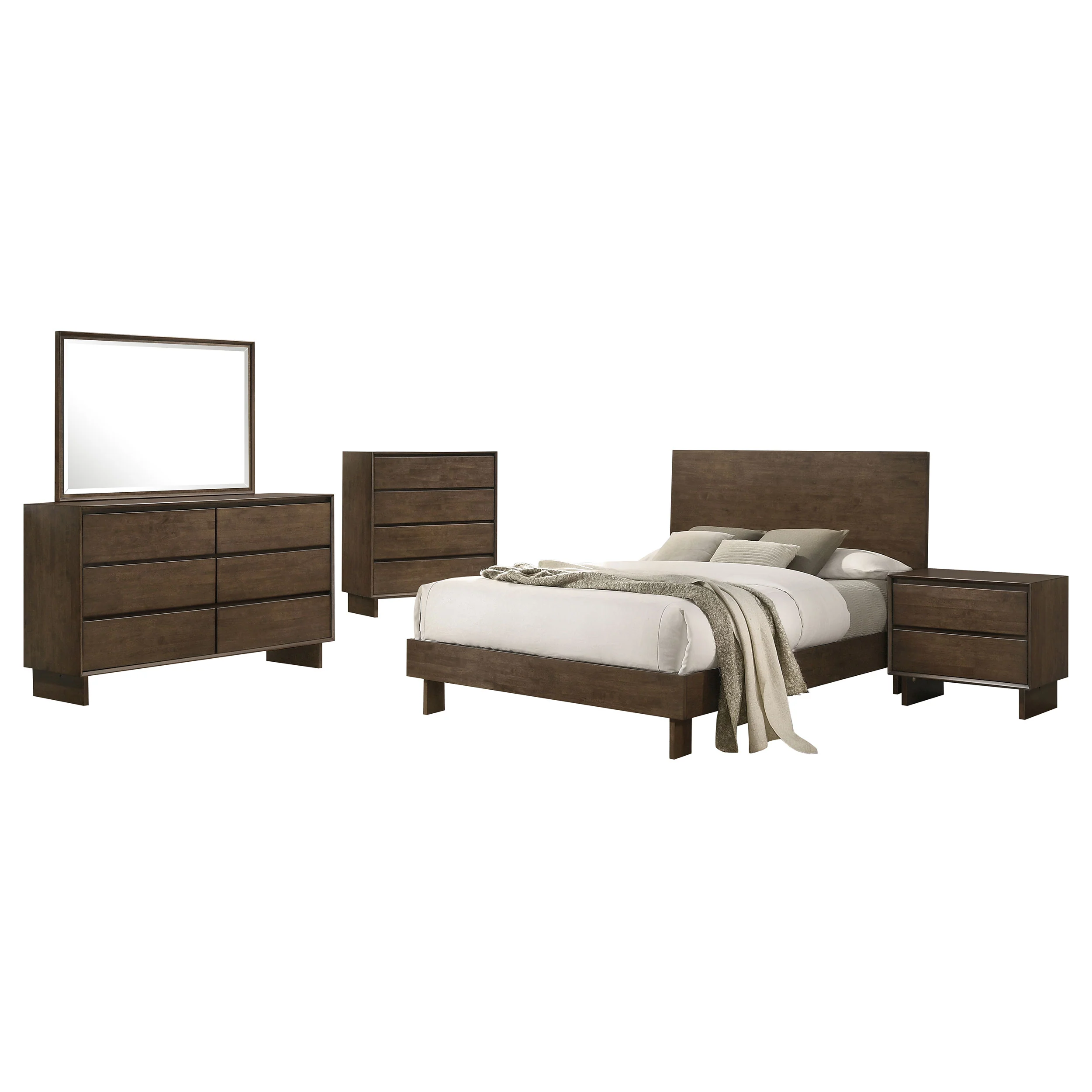 Glenwood Warm Brown Eastern King 5-piece Bedroom Set - Image 2