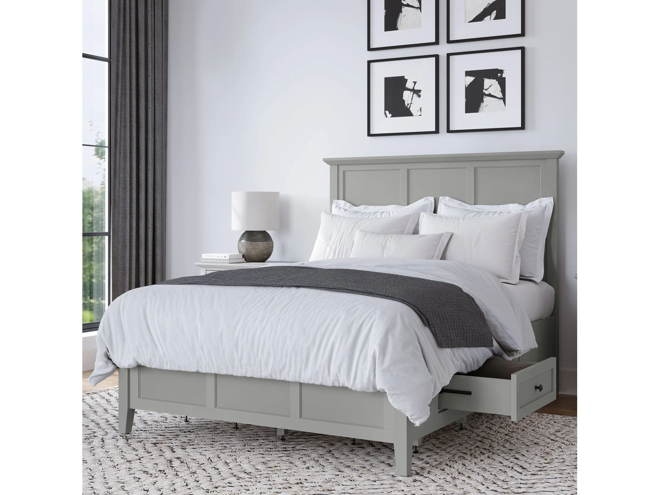 Grace Four Drawer Queen Platform Storage Bed in Elephant Gray