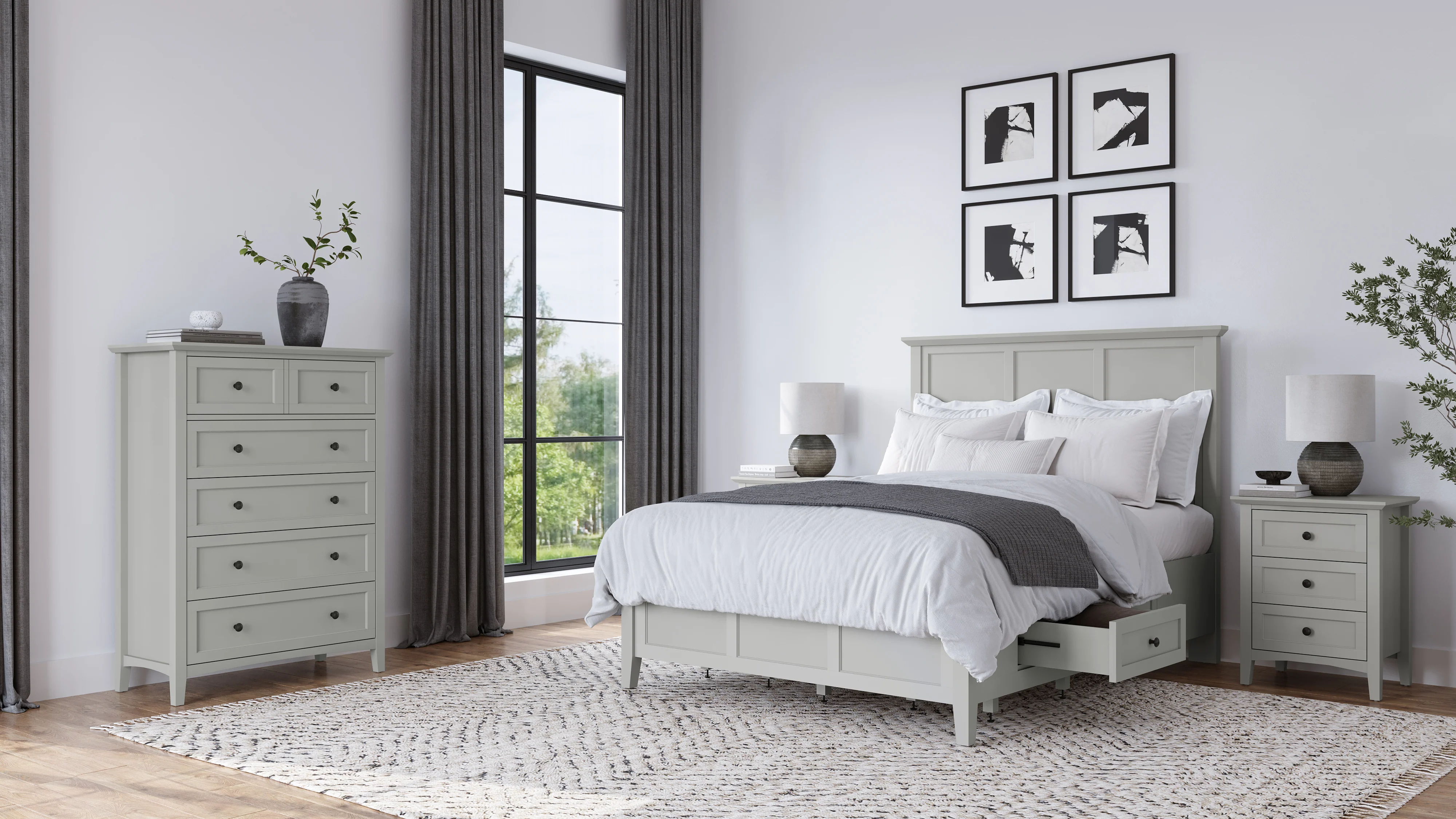 Grace Four Drawer Queen Platform Storage Bed in Elephant Gray - Image 10