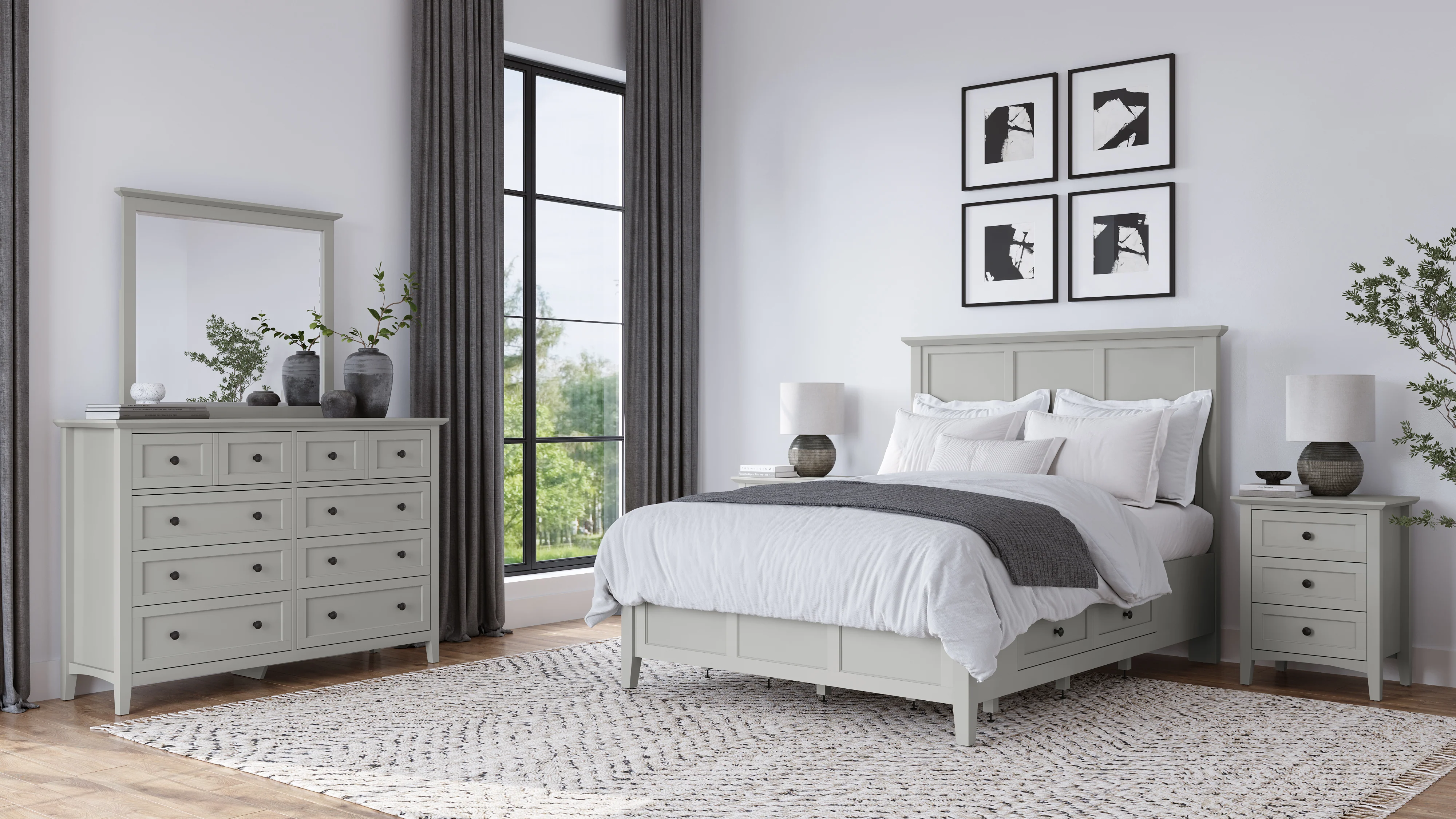 Grace Four Drawer Queen Platform Storage Bed in Elephant Gray - Image 9