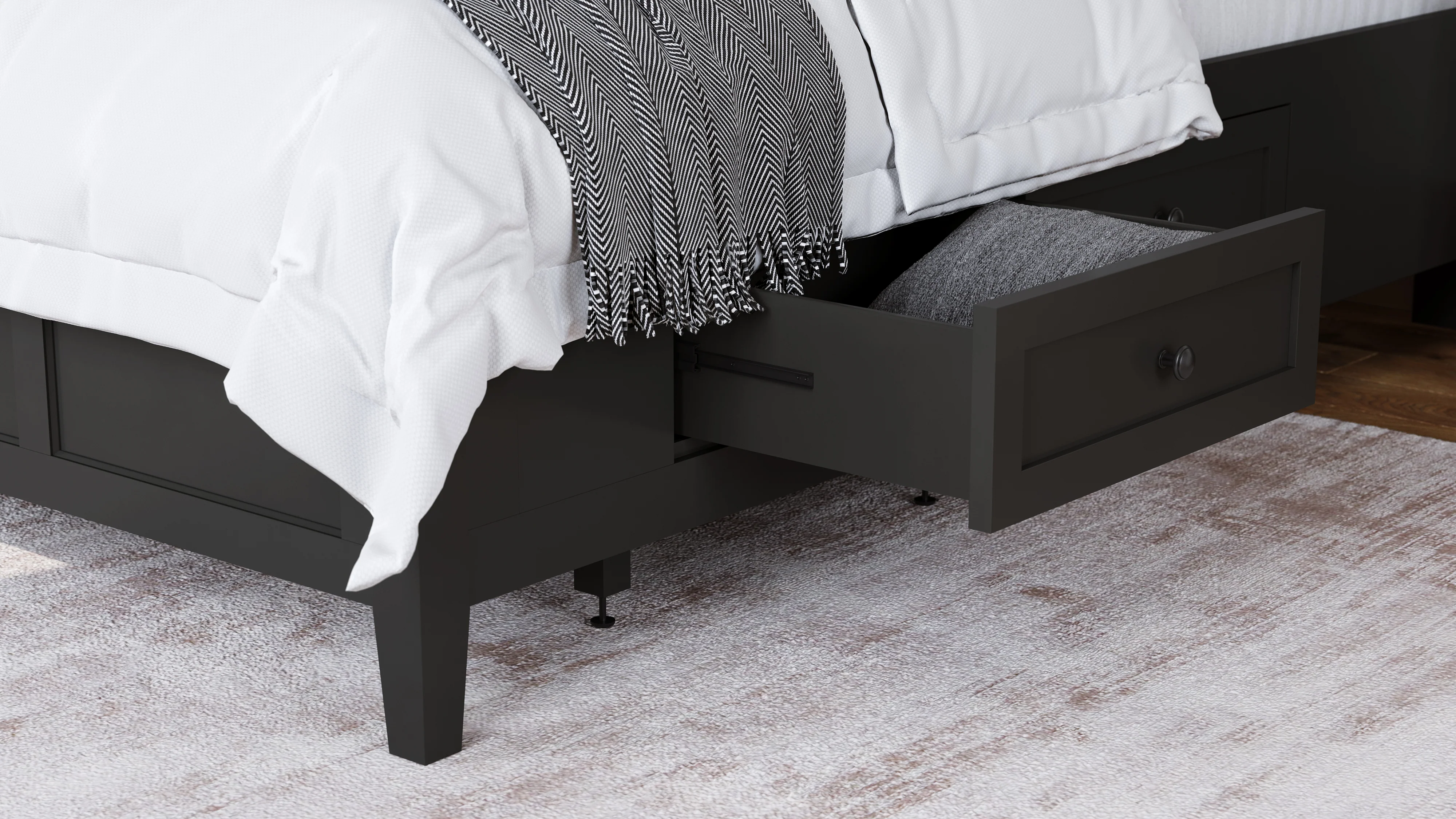 Grace Four Drawer Full Platform Storage Bed in Raven Black - Image 2