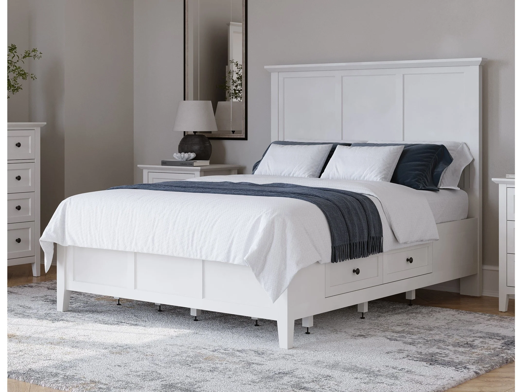 Grace Four Drawer Queen Platform Storage Bed in Snowfall White
