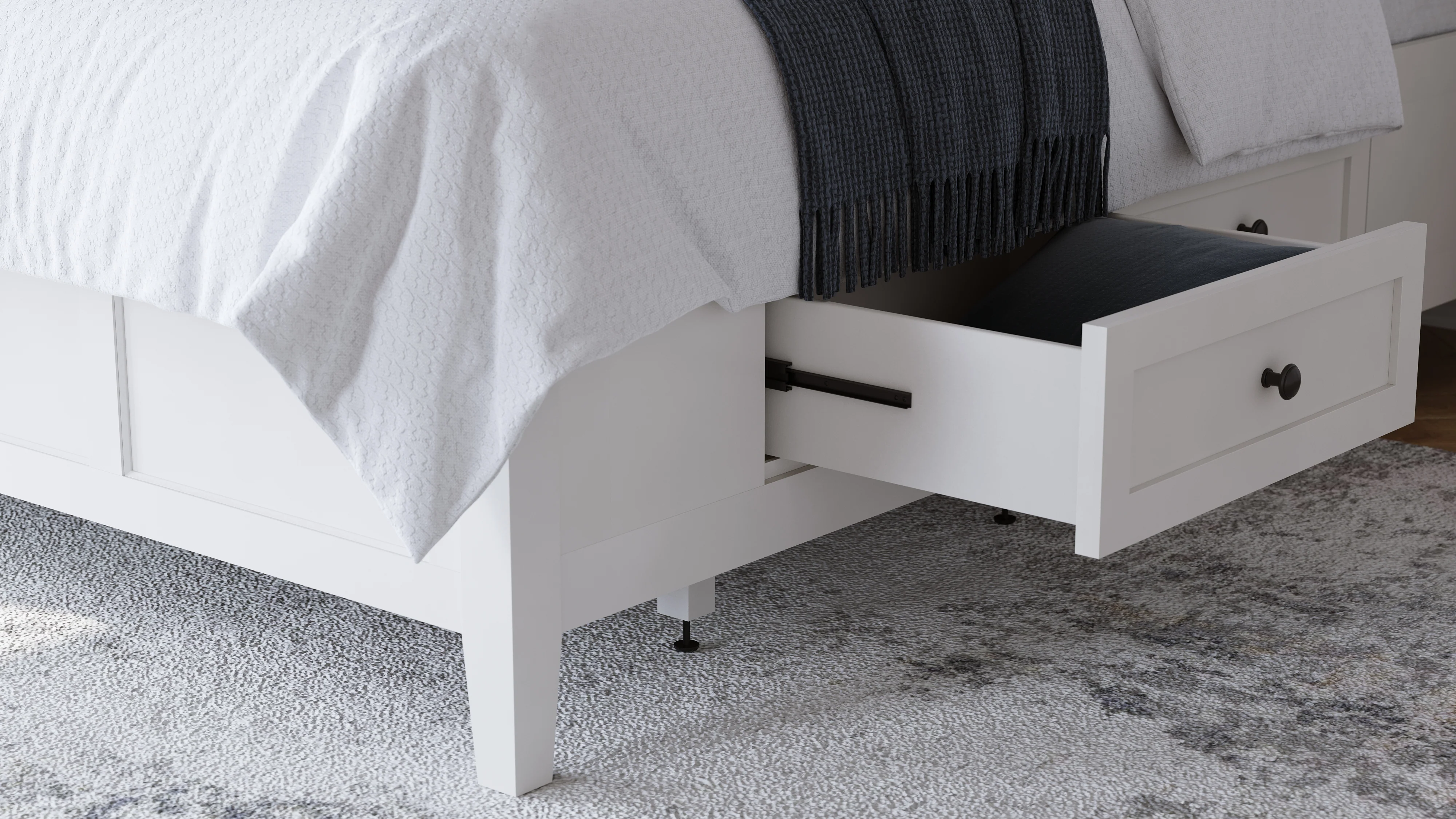 Grace Four Drawer Queen Platform Storage Bed in Snowfall White - Image 2
