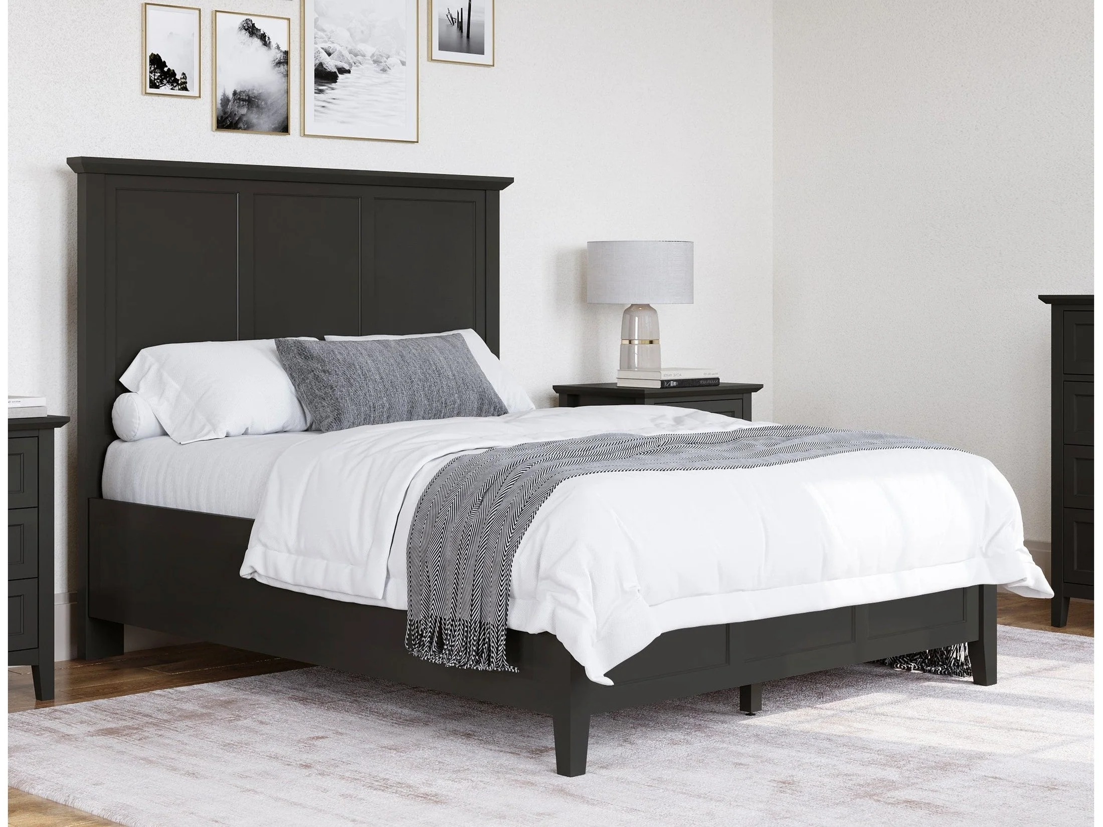 Grace Three California King Panel Bed in Raven Black