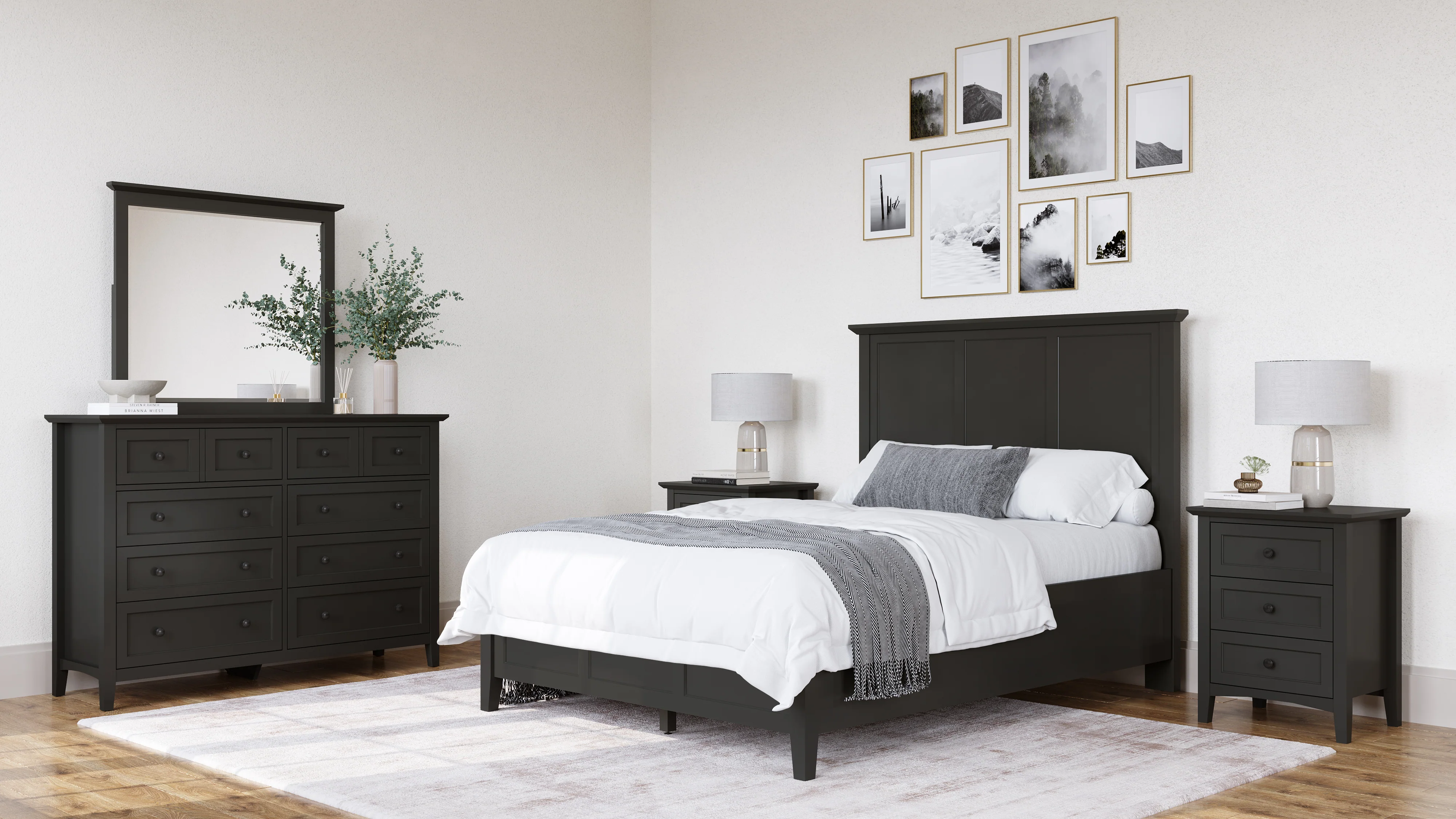 Grace Three Eastern King Panel Bed in Raven Black - Image 12