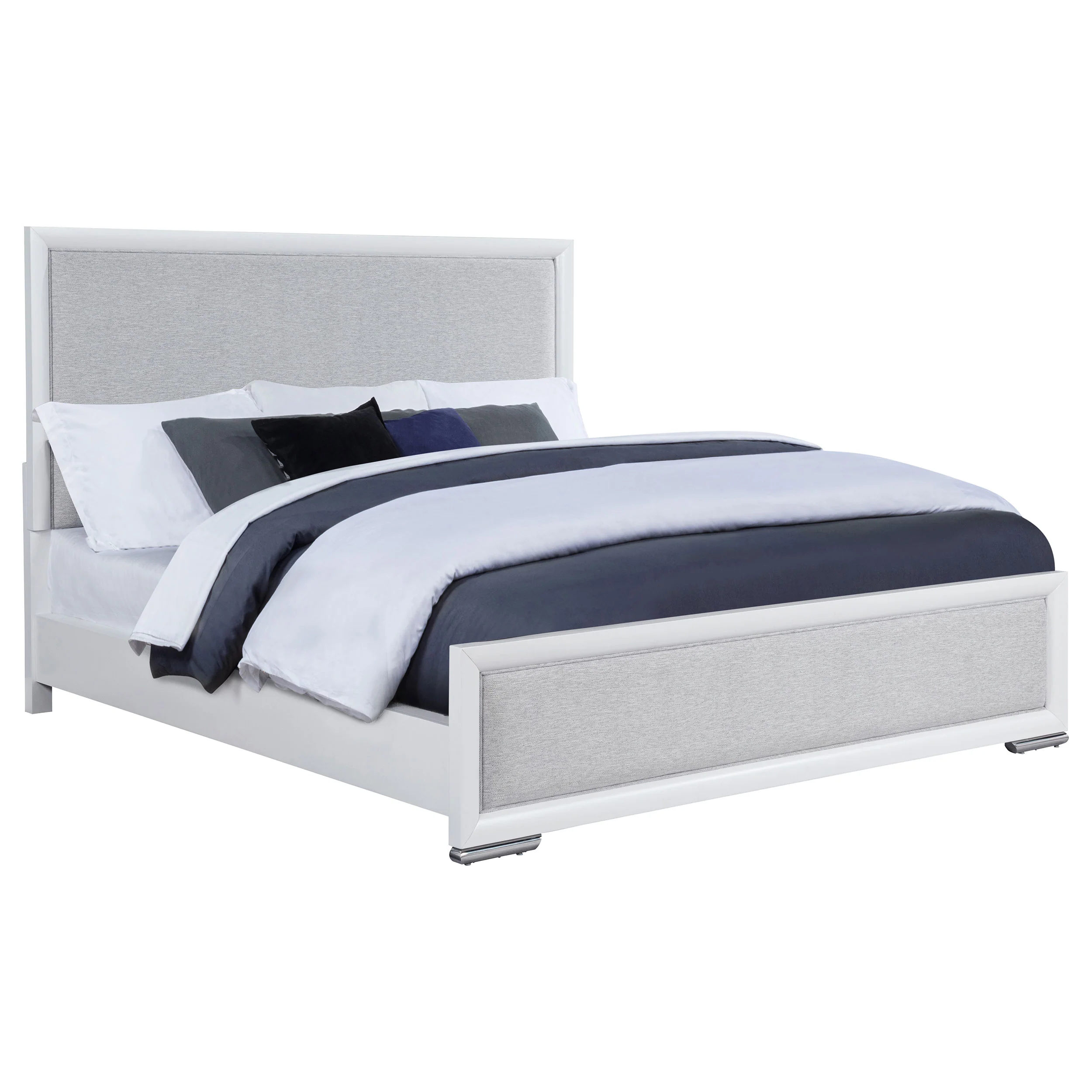 Gracemont White 57-inch Eastern King Panel Bed Grey and - Image 3
