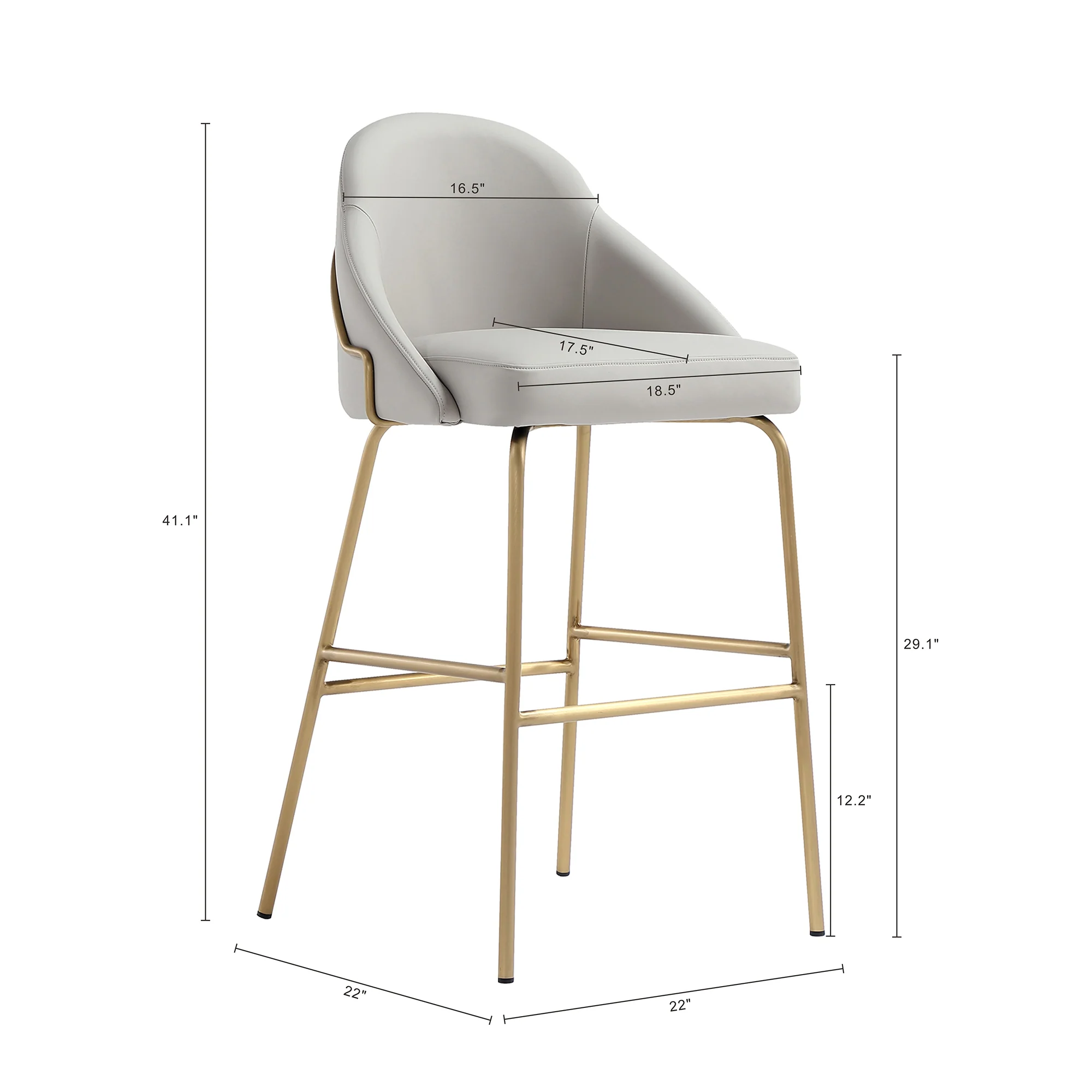 Gracie Barstool in Stone and Gold (set of 3) - Image 3