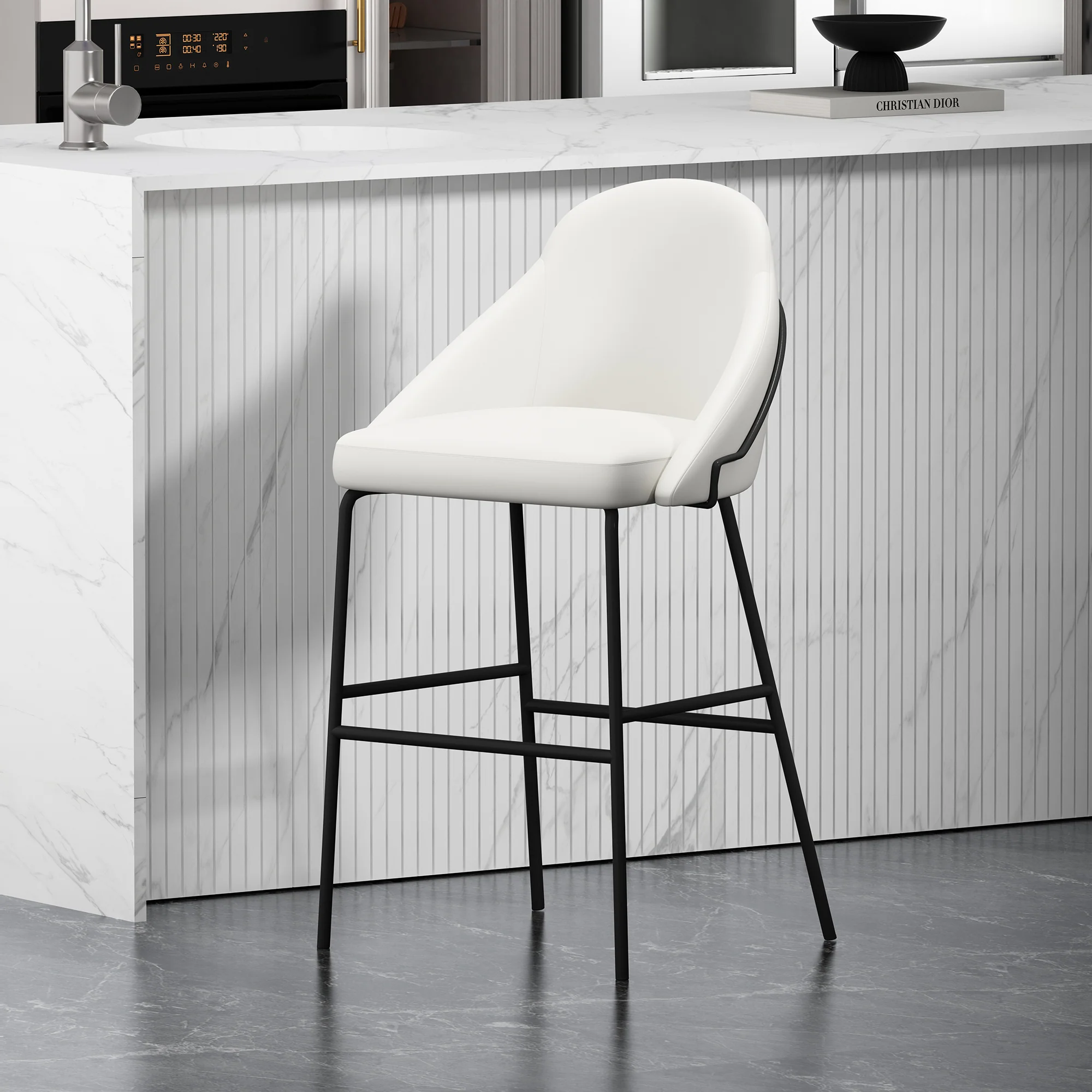 Gracie Barstool in White and Black - Image 2