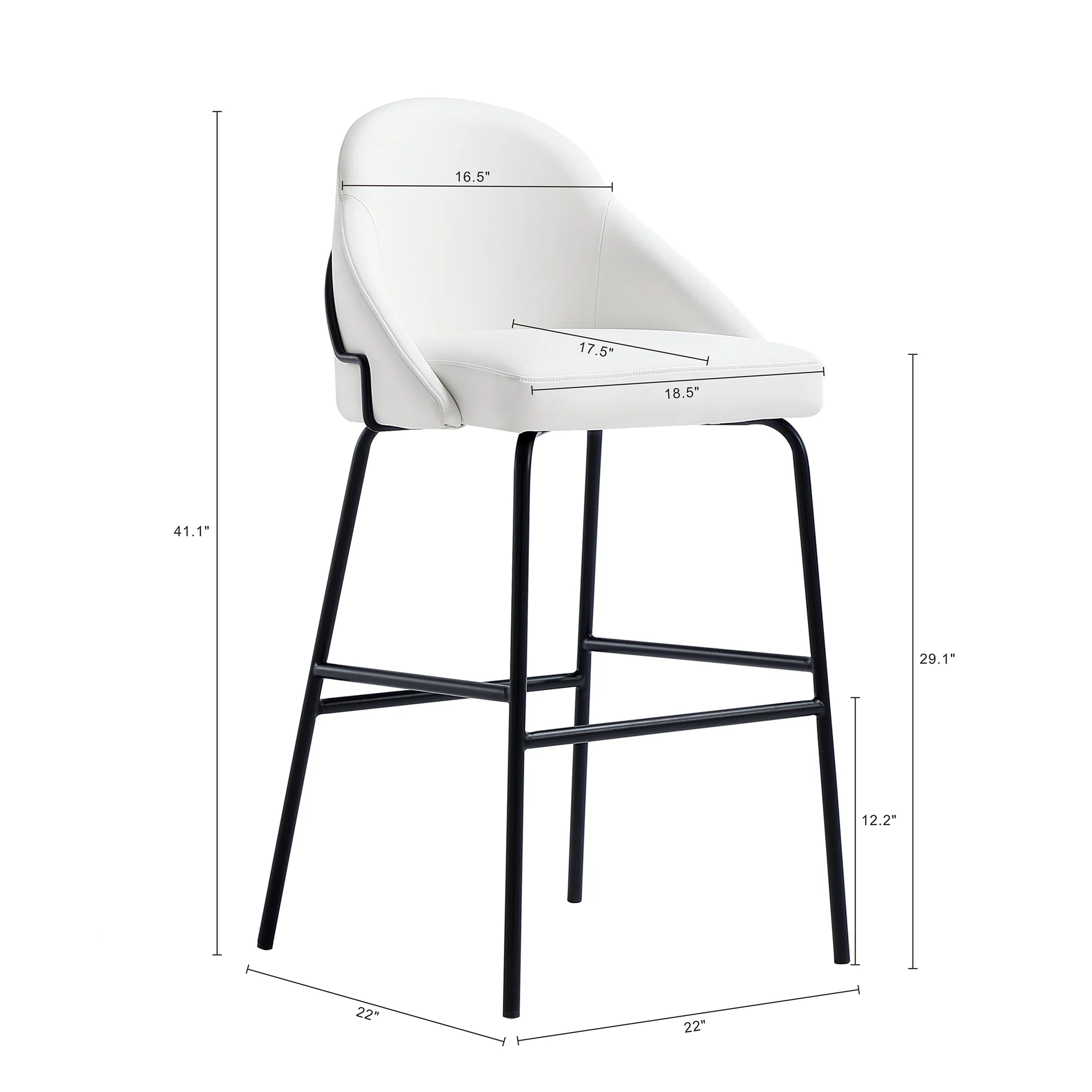 Gracie Barstool in White and Black - Image 3