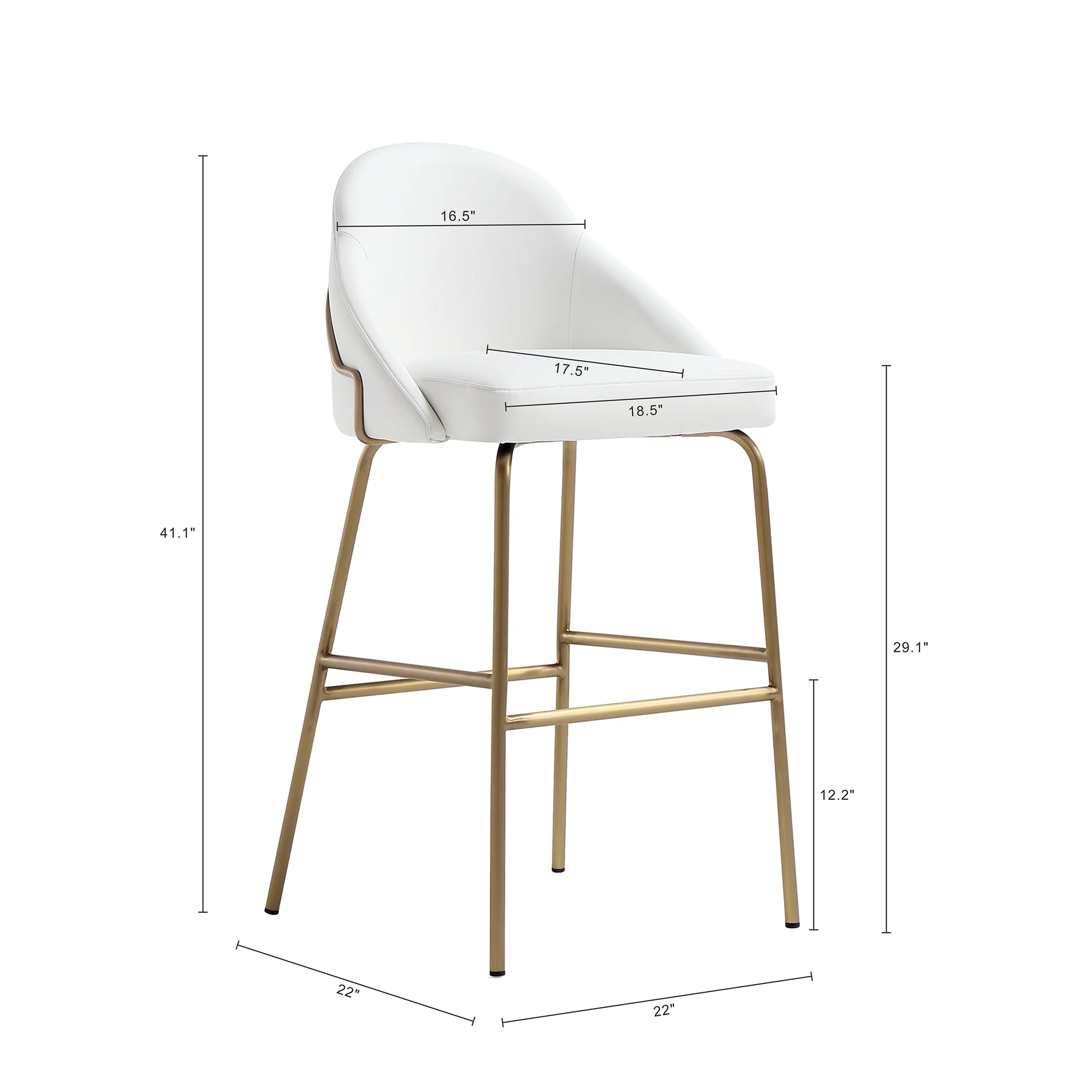 Gracie Barstool in White and Gold (set of 3) - Image 3