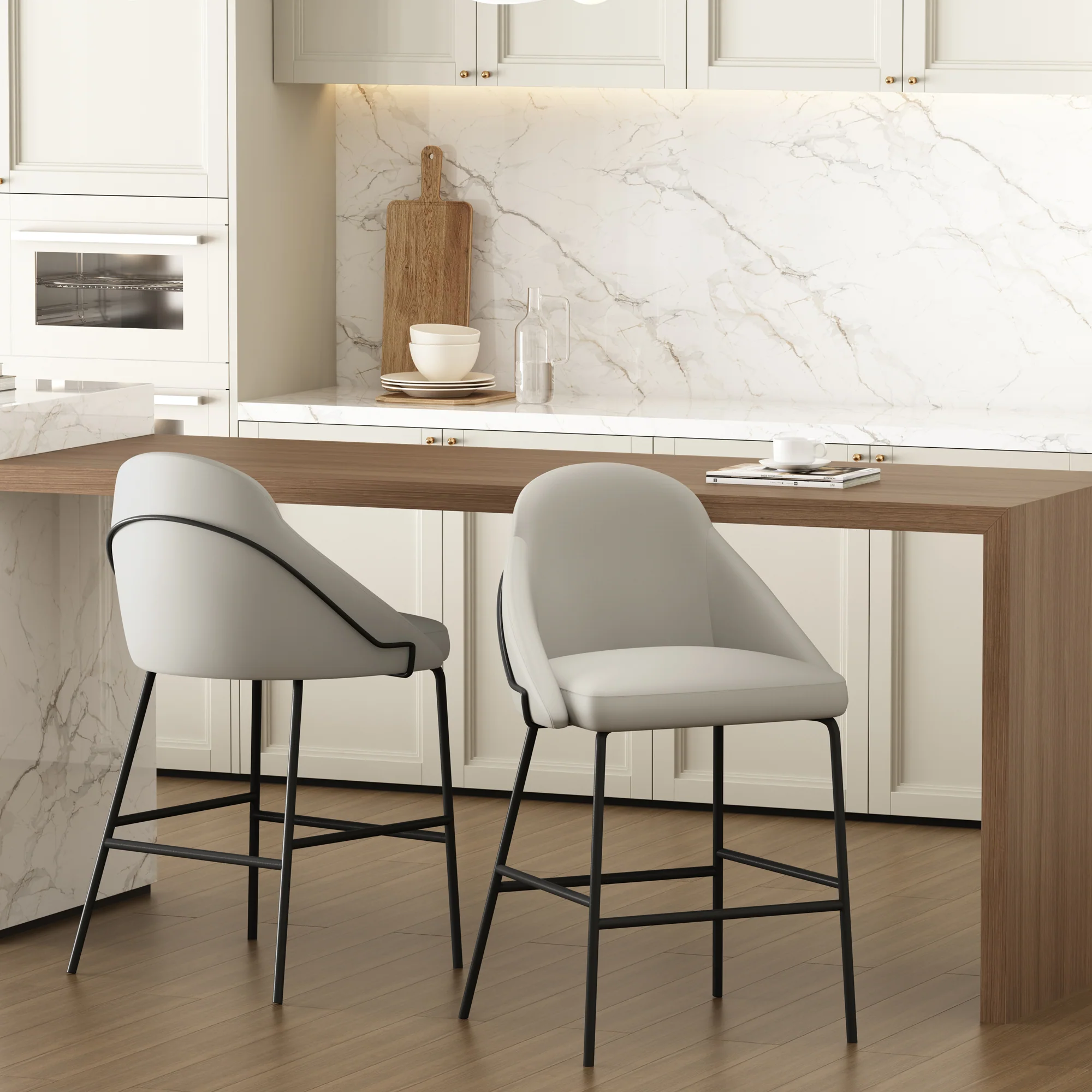 Gracie Counter Stool in Stone and Black (set of 2) - Image 2