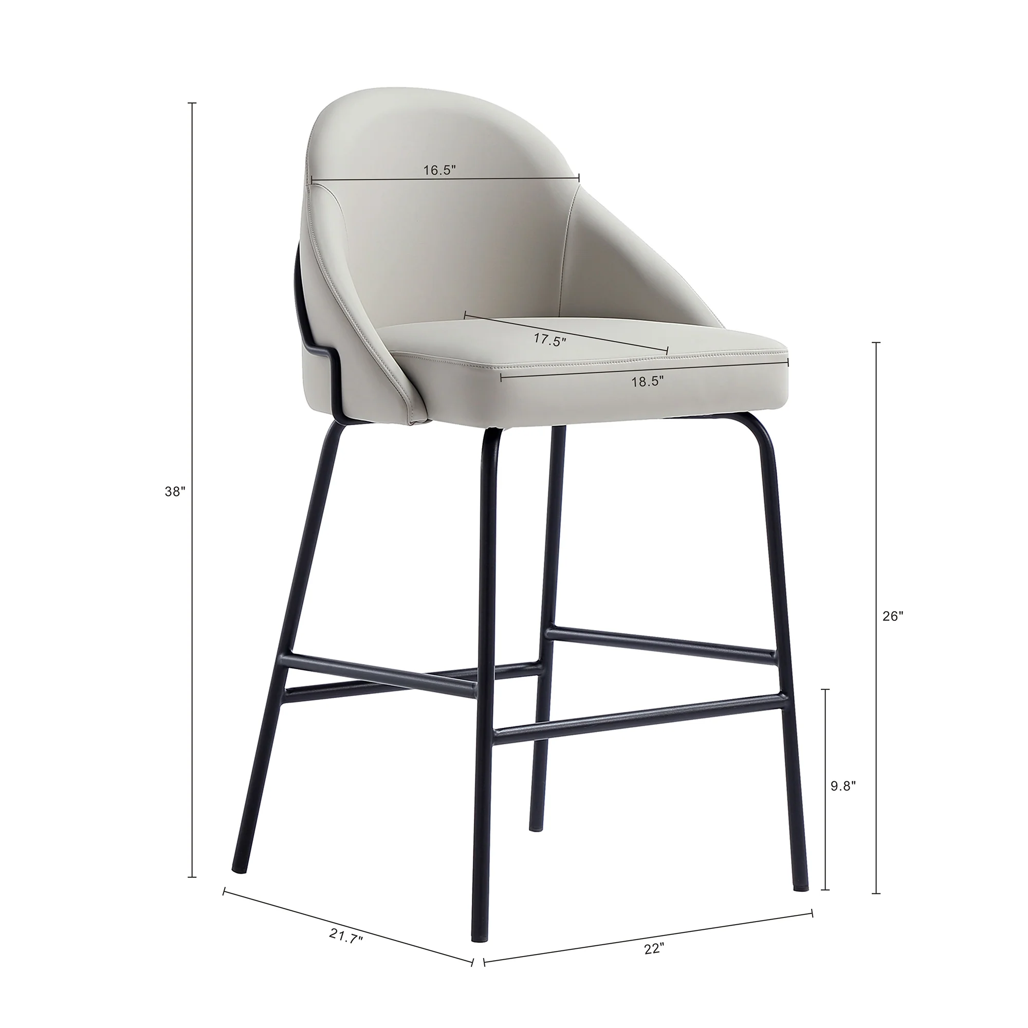 Gracie Counter Stool in Stone and Black (set of 3) - Image 3