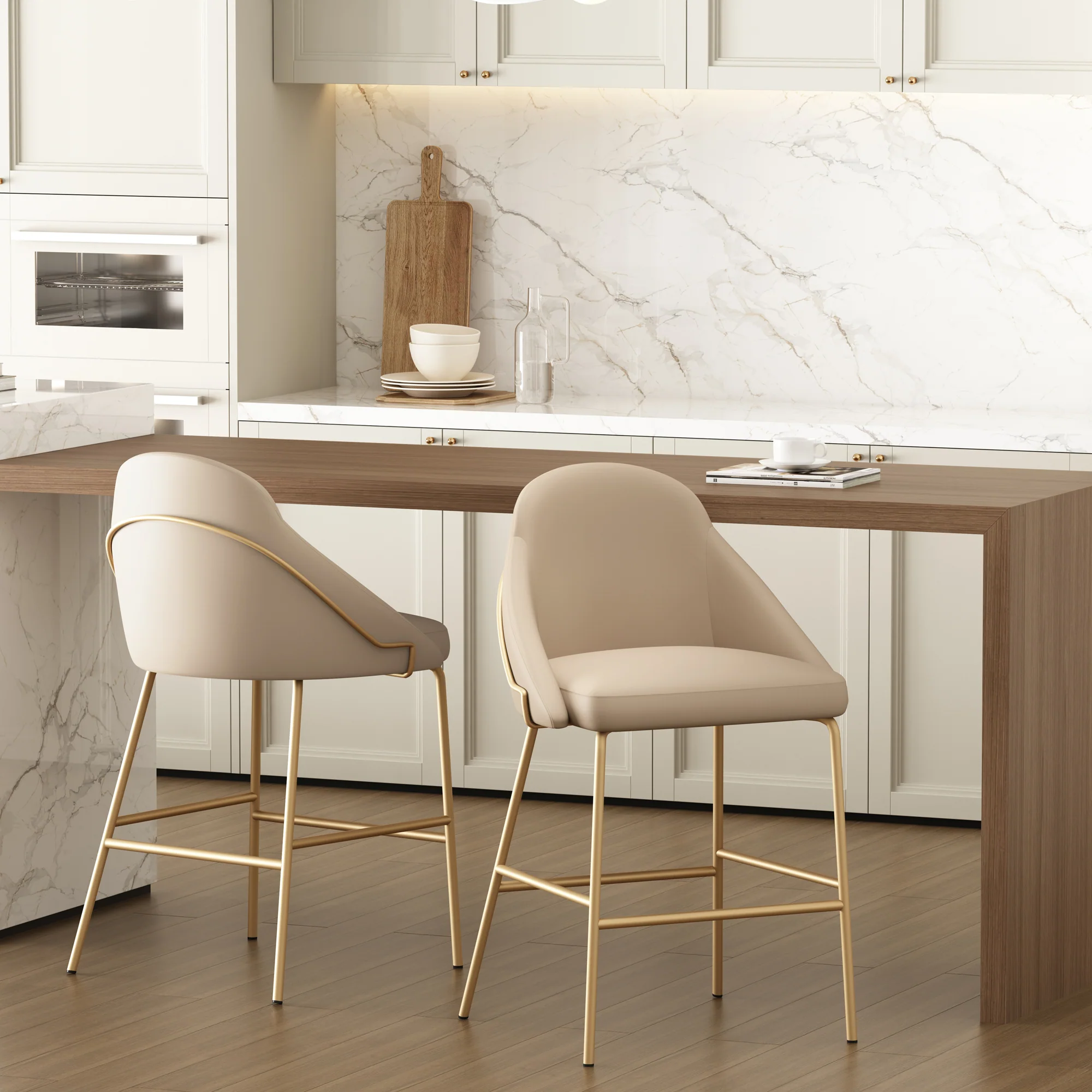 Gracie Counter Stool in Tan and Gold (set of 2) - Image 2