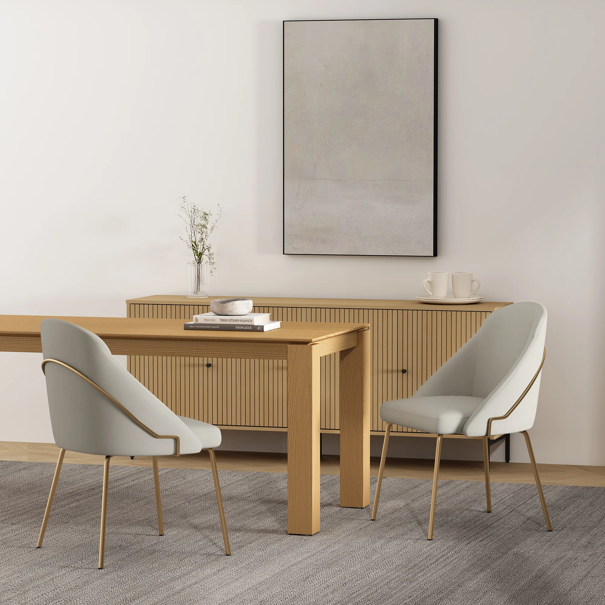Gracie Dining Chair in Stone and Gold (set of 2) - Image 2