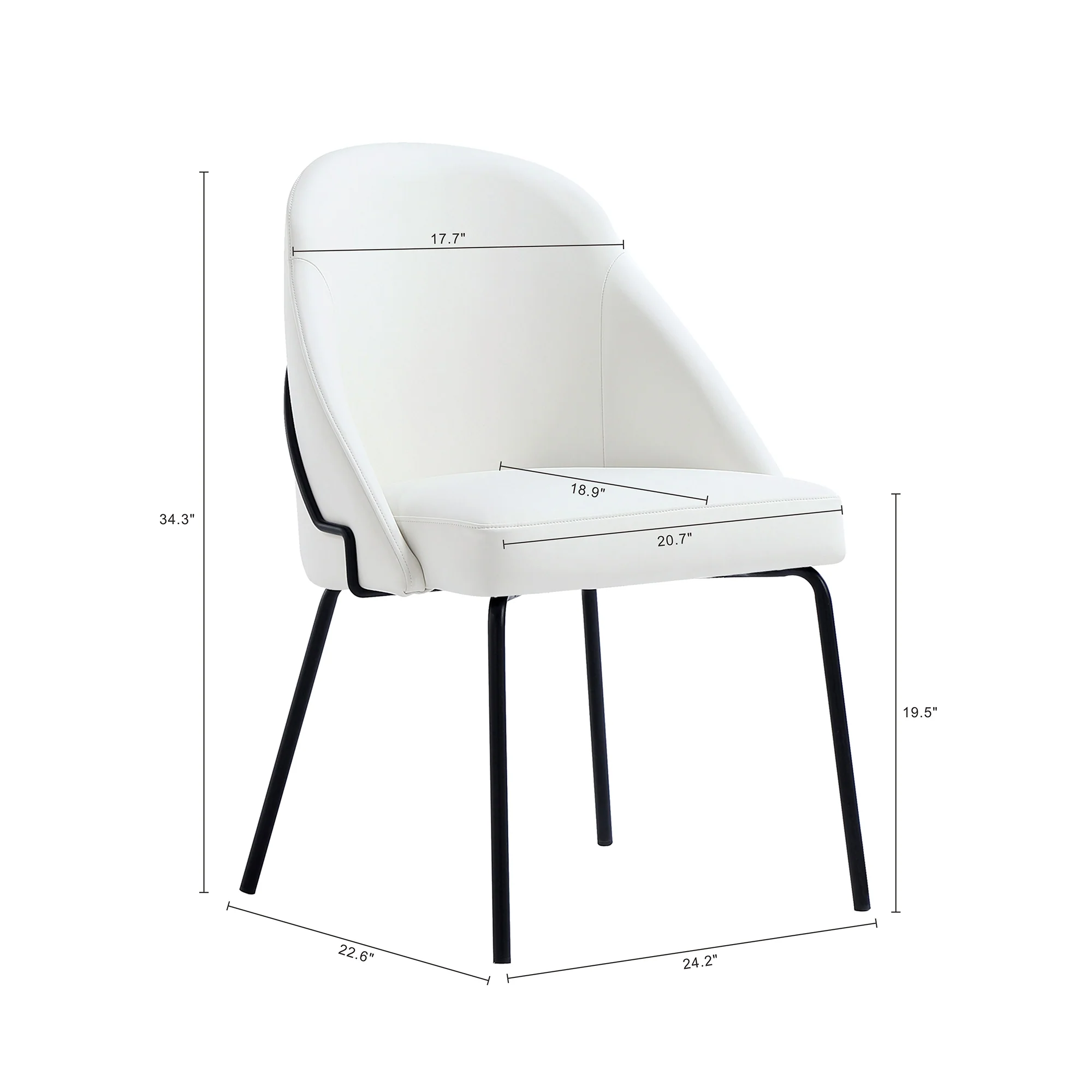 Gracie Dining Chair in White and Black - Image 3