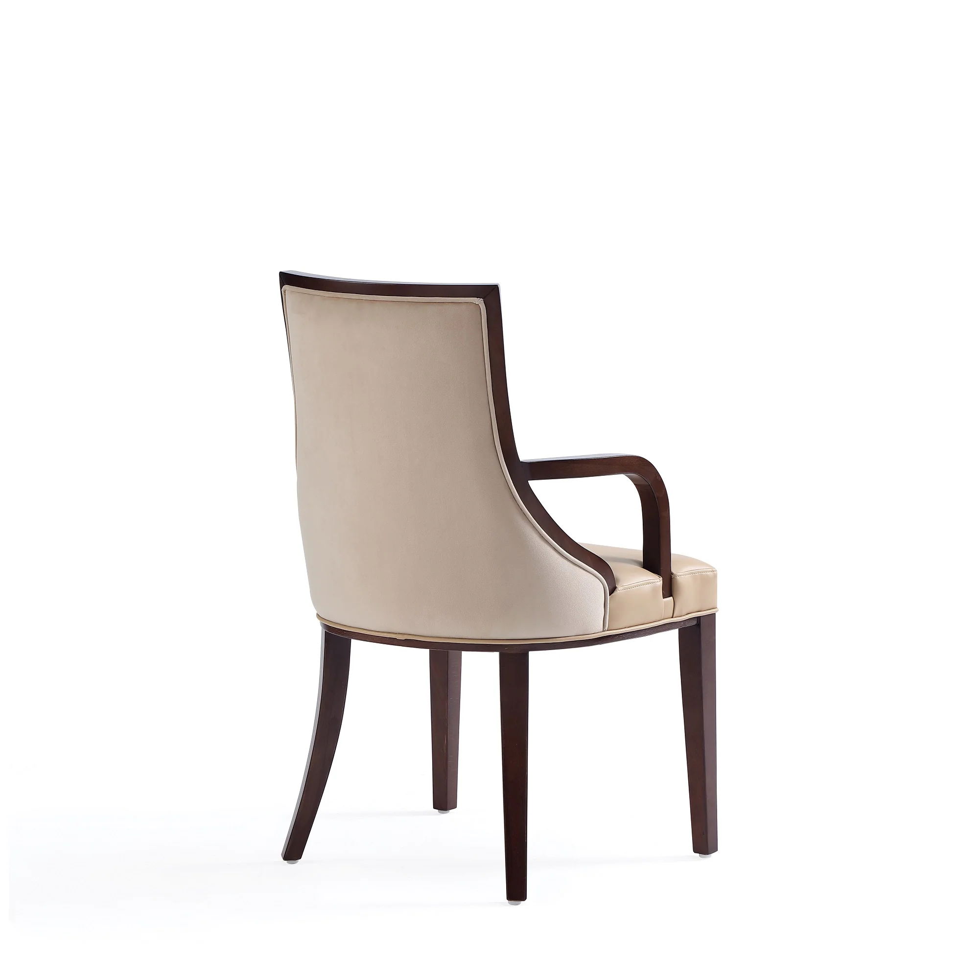 Grand Faux Leather and Velvet Dining Armchair in Tan (set of 2) - Image 6