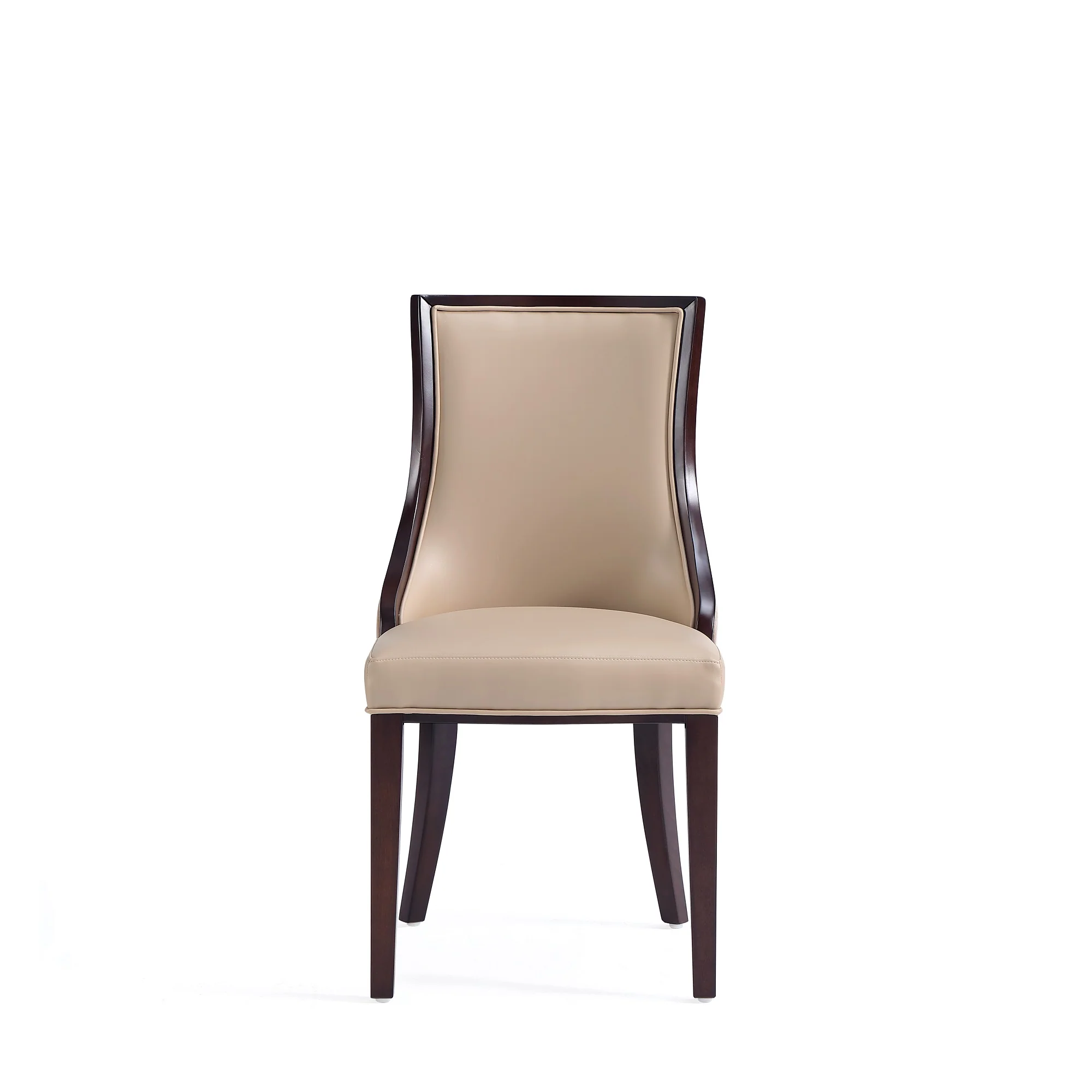 Grand Faux Leather and Velvet Dining Chair in Tan (set of 4) - Image 5
