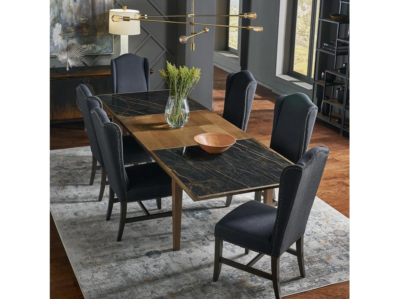 Grand Manor Black High Back Dining Chair (Set of 2)