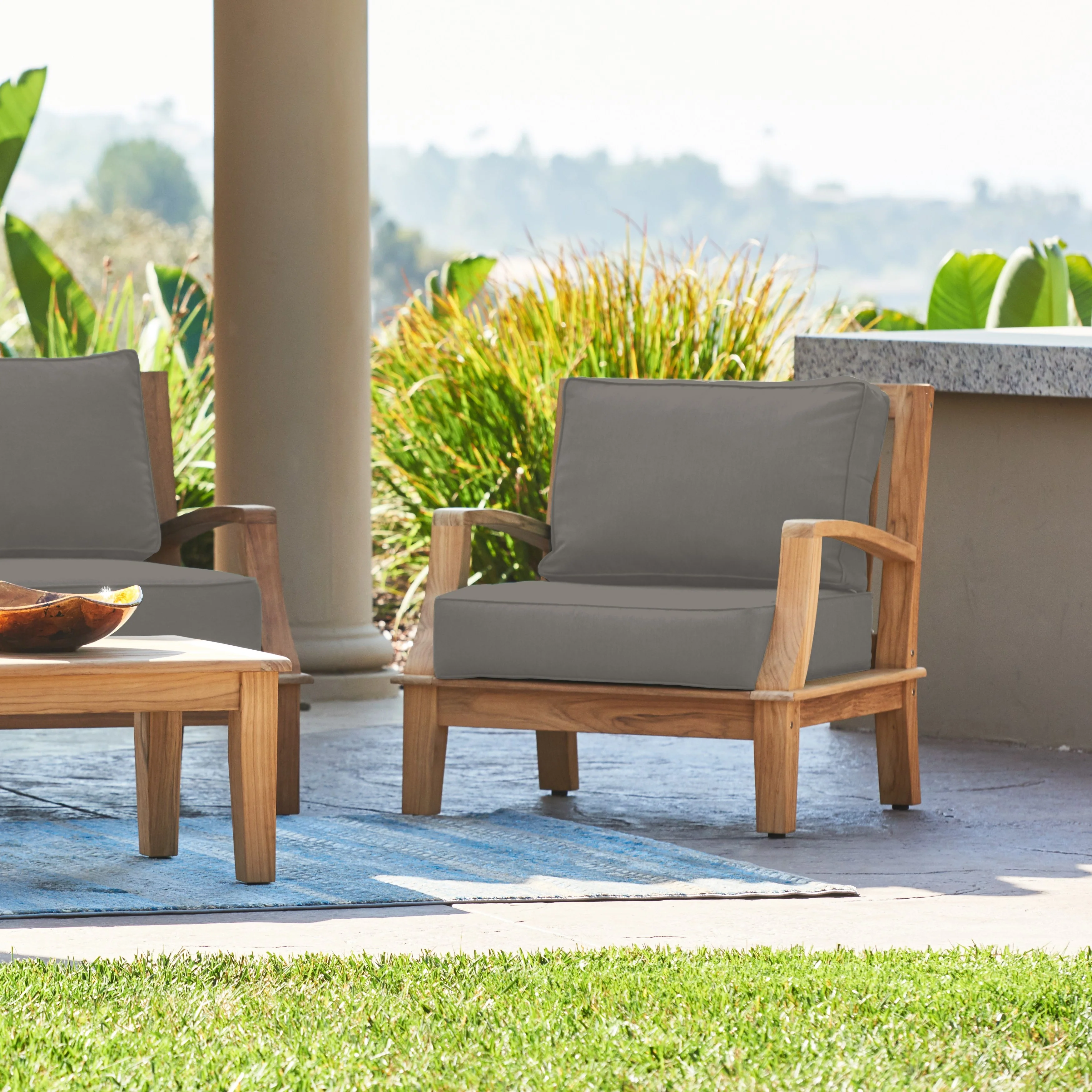Grande Teak Charcoal Outdoor Club Chair with Sunbrella® Cushion - Image 5