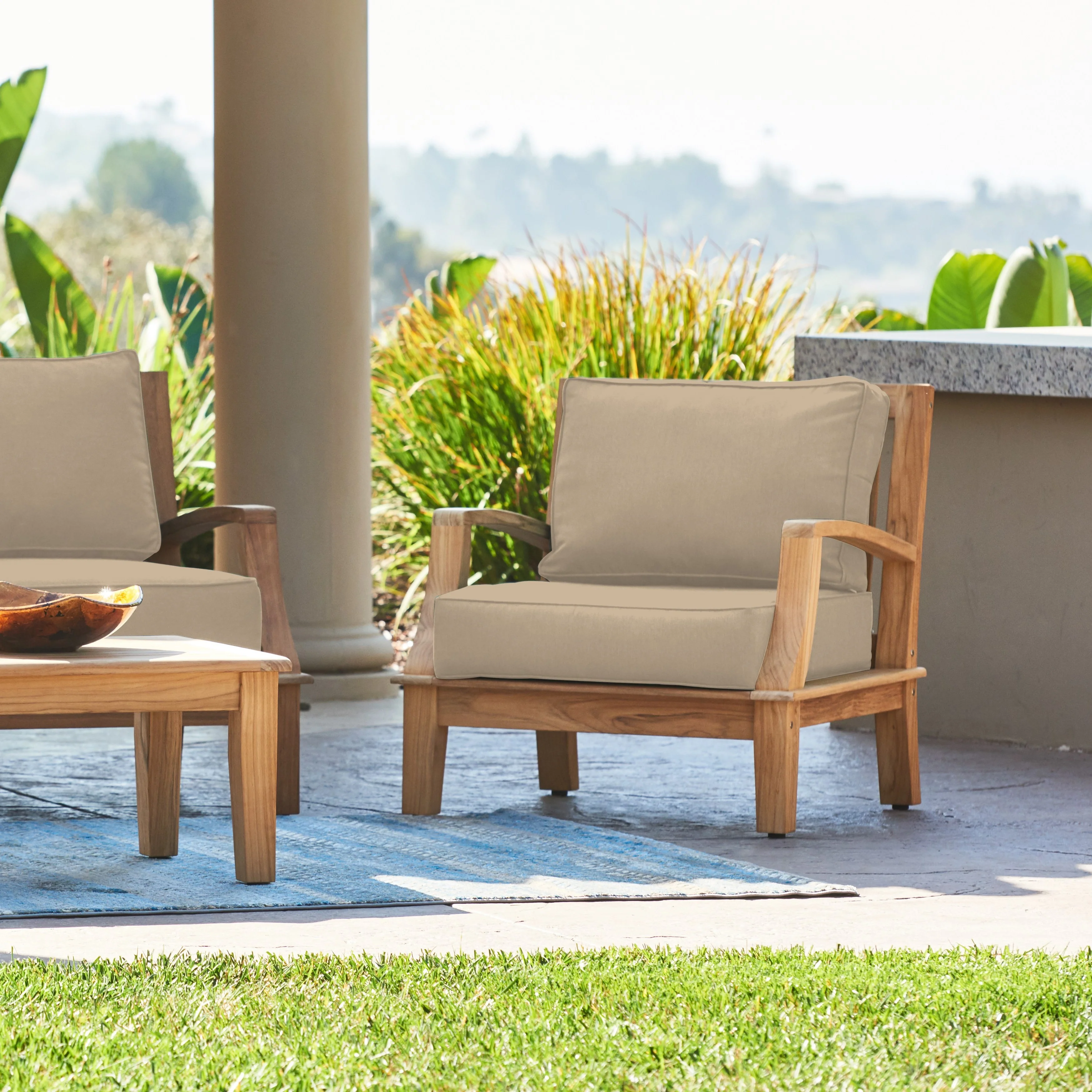 Grande Teak Fawn Outdoor Club Chair with Sunbrella® Cushion - Image 5