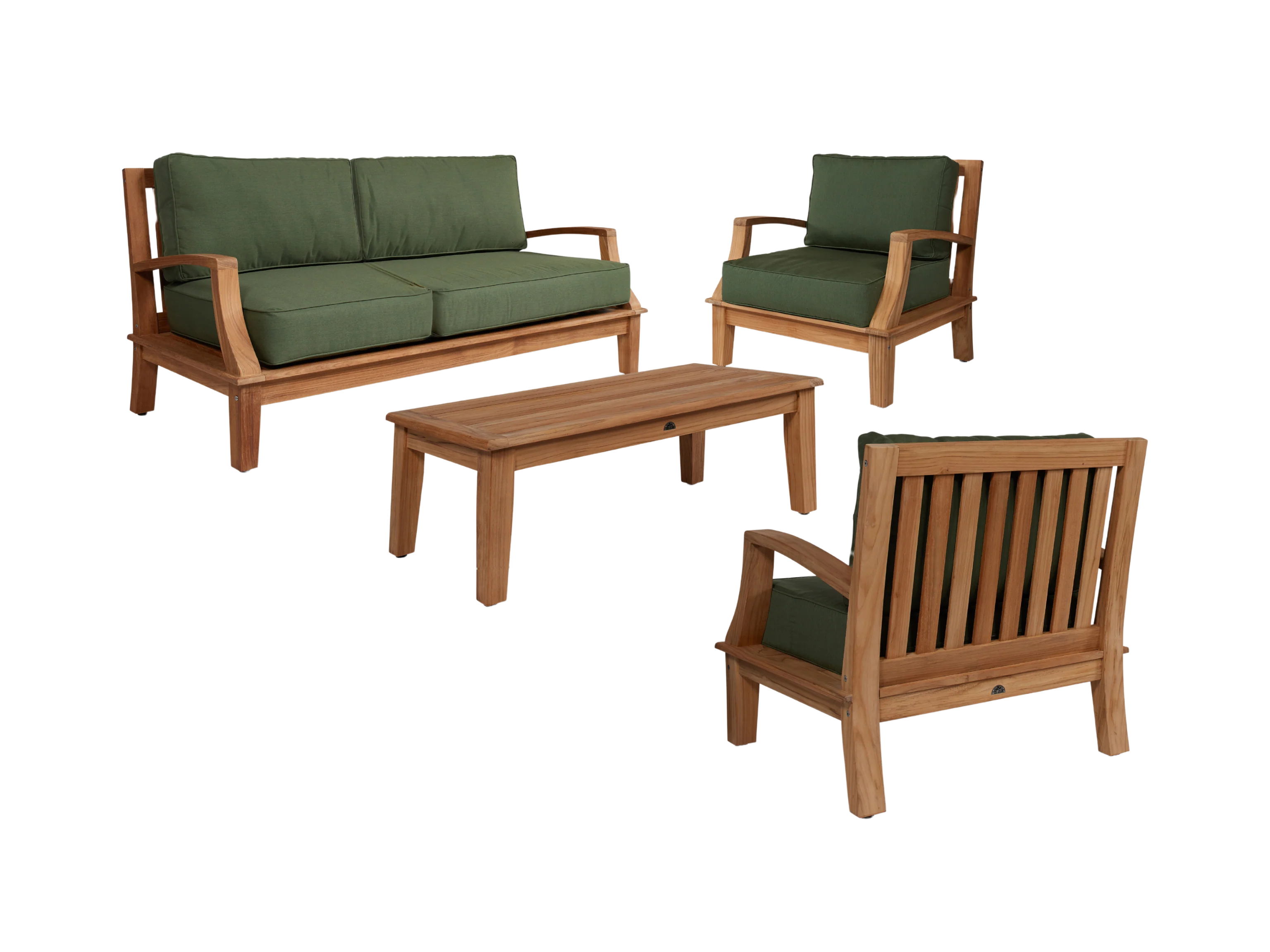 Grande Teak Fern Green Outdoor Sofa with Sunbrella® Cushion - Image 4