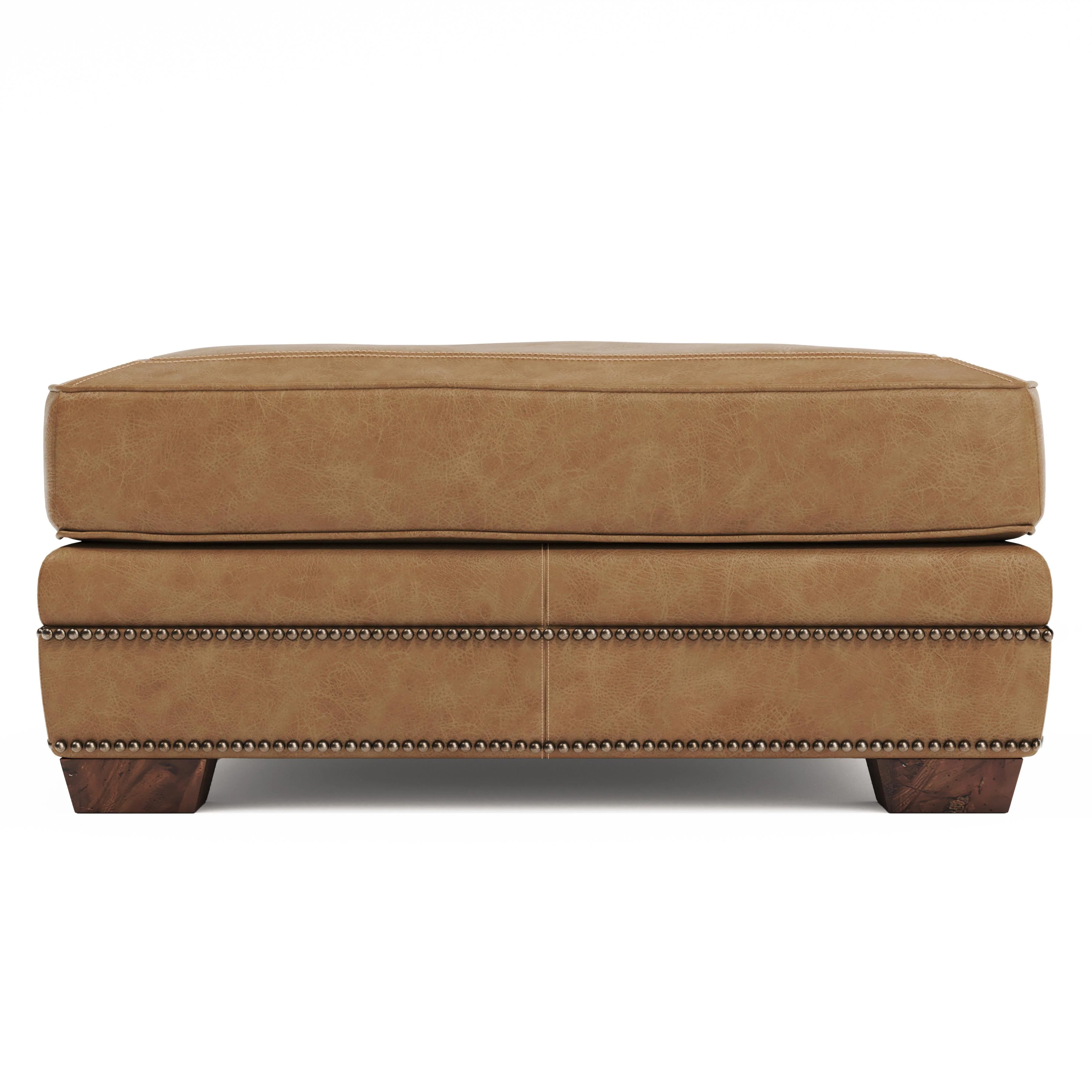 Grandview Brown Leather Ottoman - Image 2
