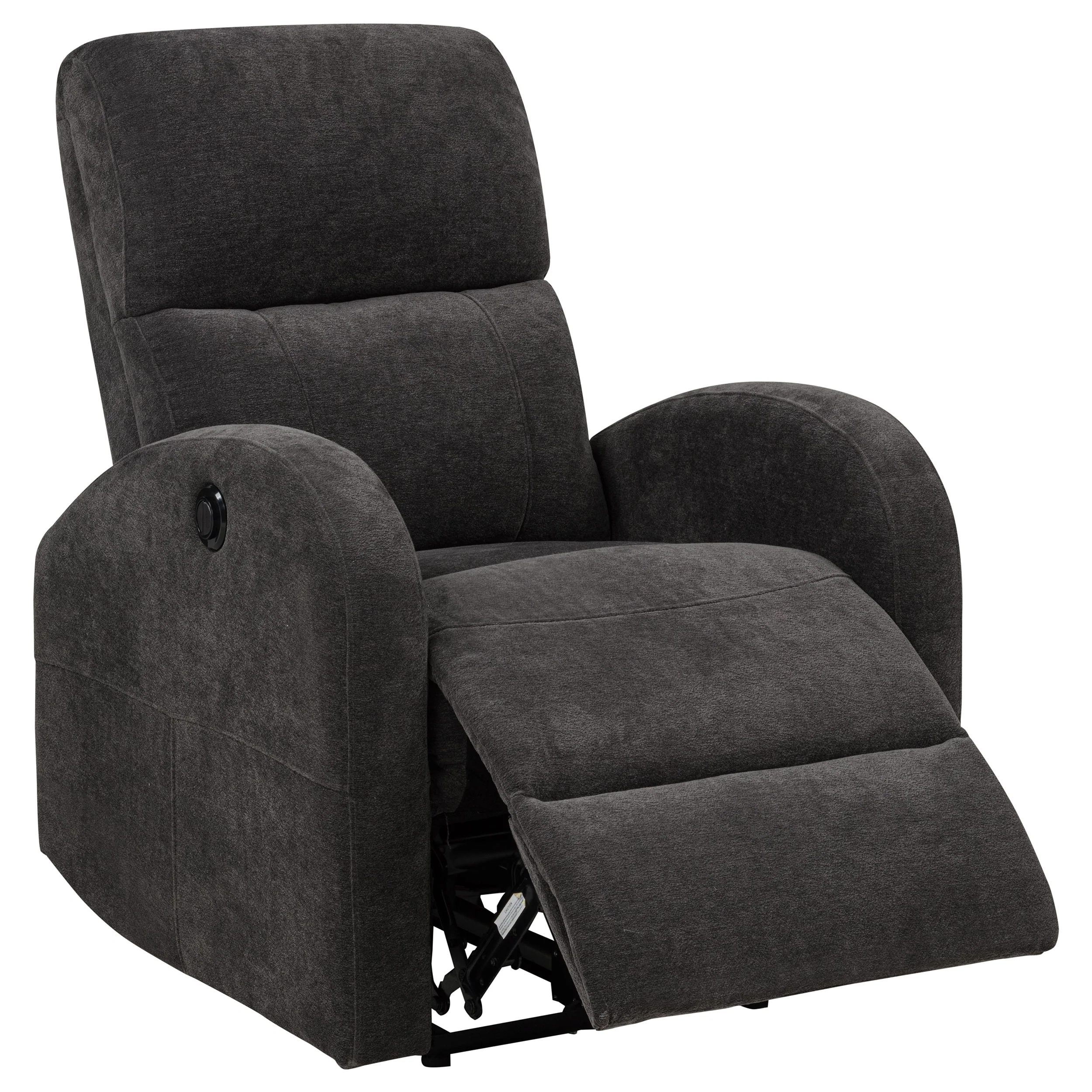 Grant Charcoal Grey Fabric Upholstered Power Recliner Chair - Image 3