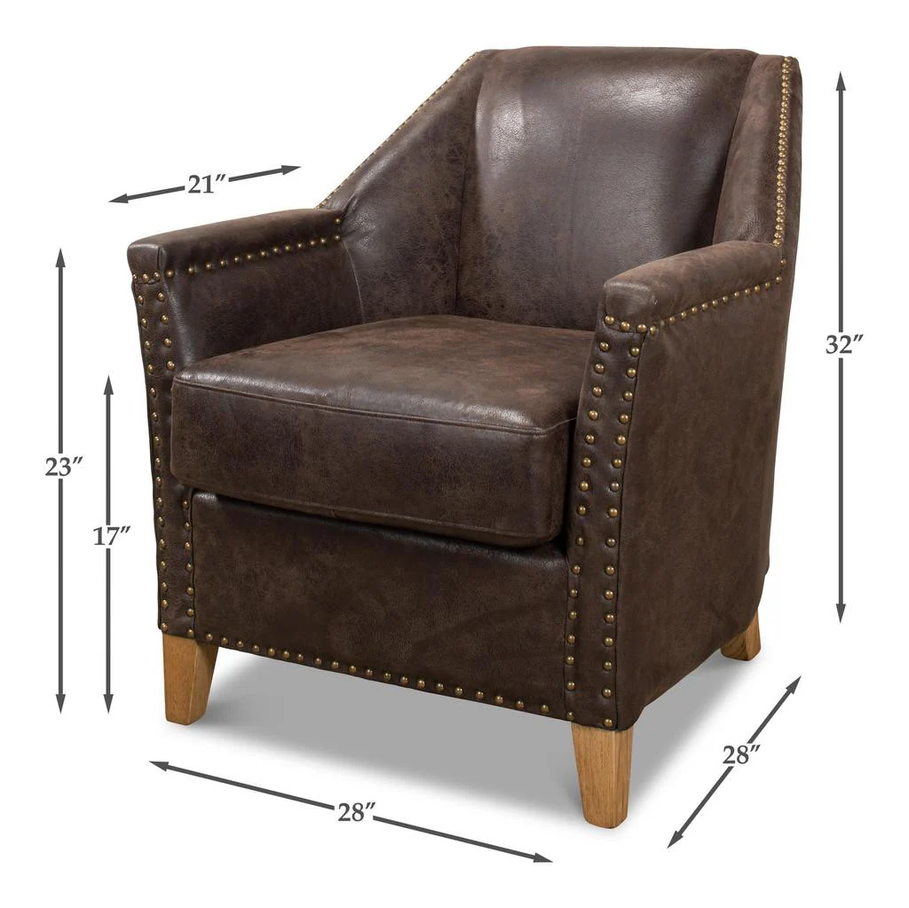 Granville Brown Leather Chair - Image 9