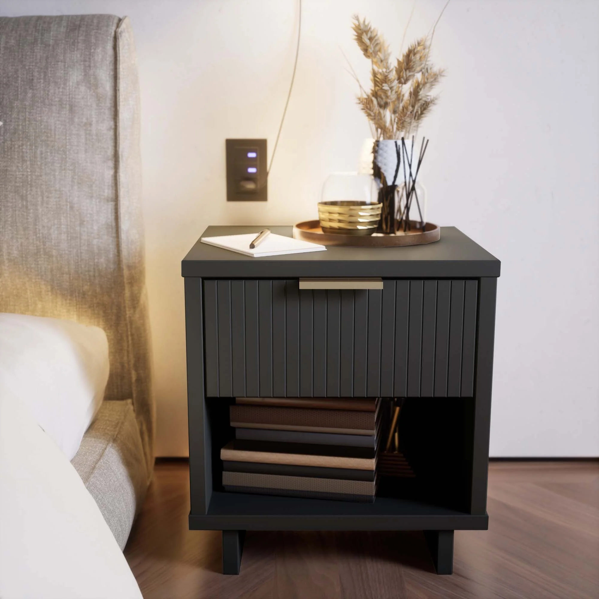Granville Nightstand 1.0 in Dark Grey - Image 2