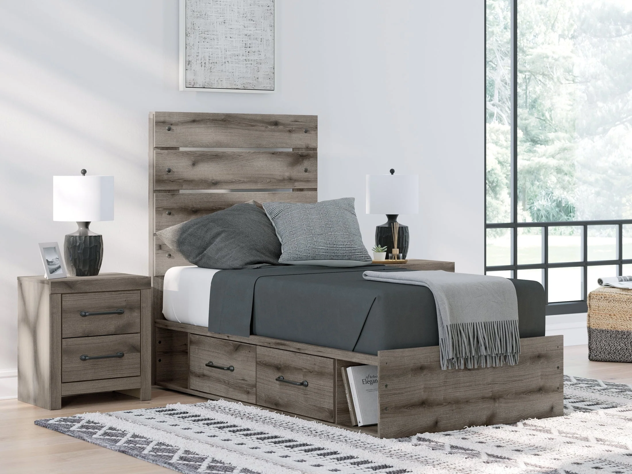 Graystorm Brown Gray Twin Panel Storage Youth Bed (Online Special Price)