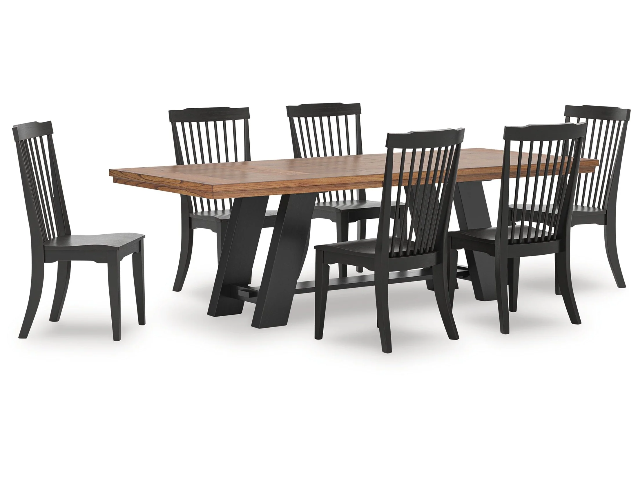 Greddinton Brown/Black Extension Dining Table and 6 Chairs (Online Special Price)