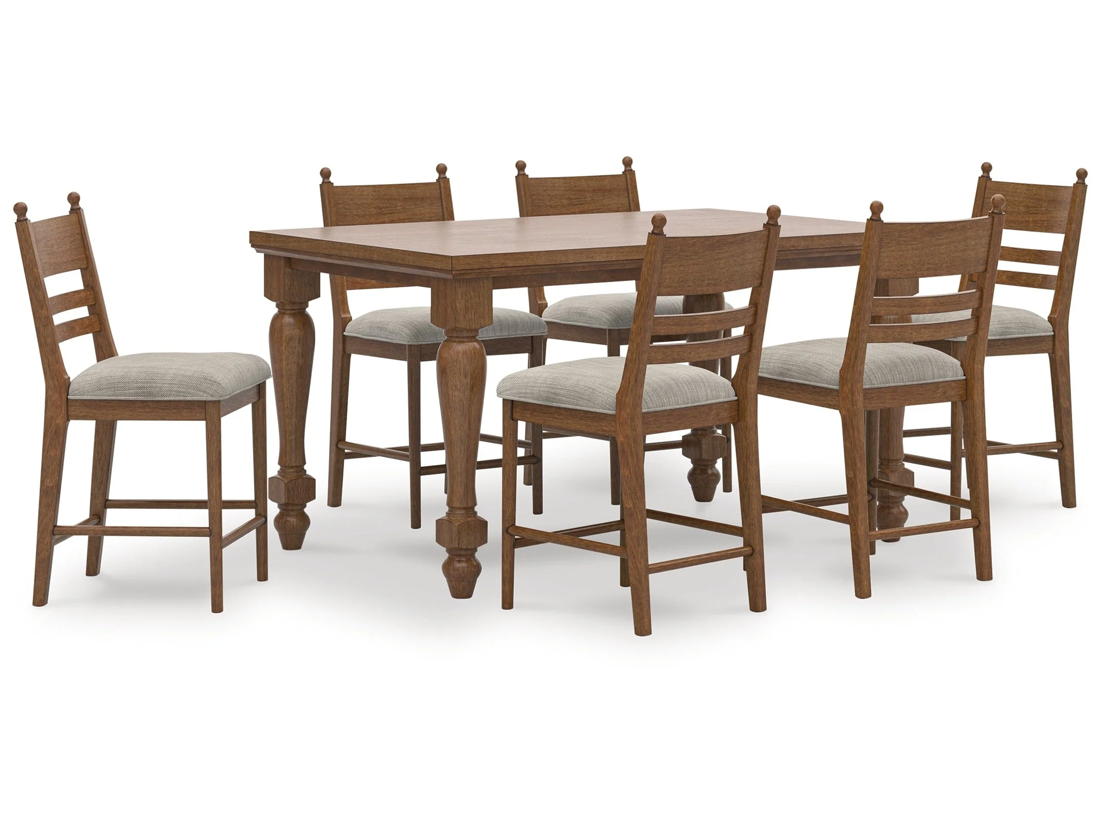 Greddinton Brown Counter Height Dining Table and 6 Barstools (Online Special Price)