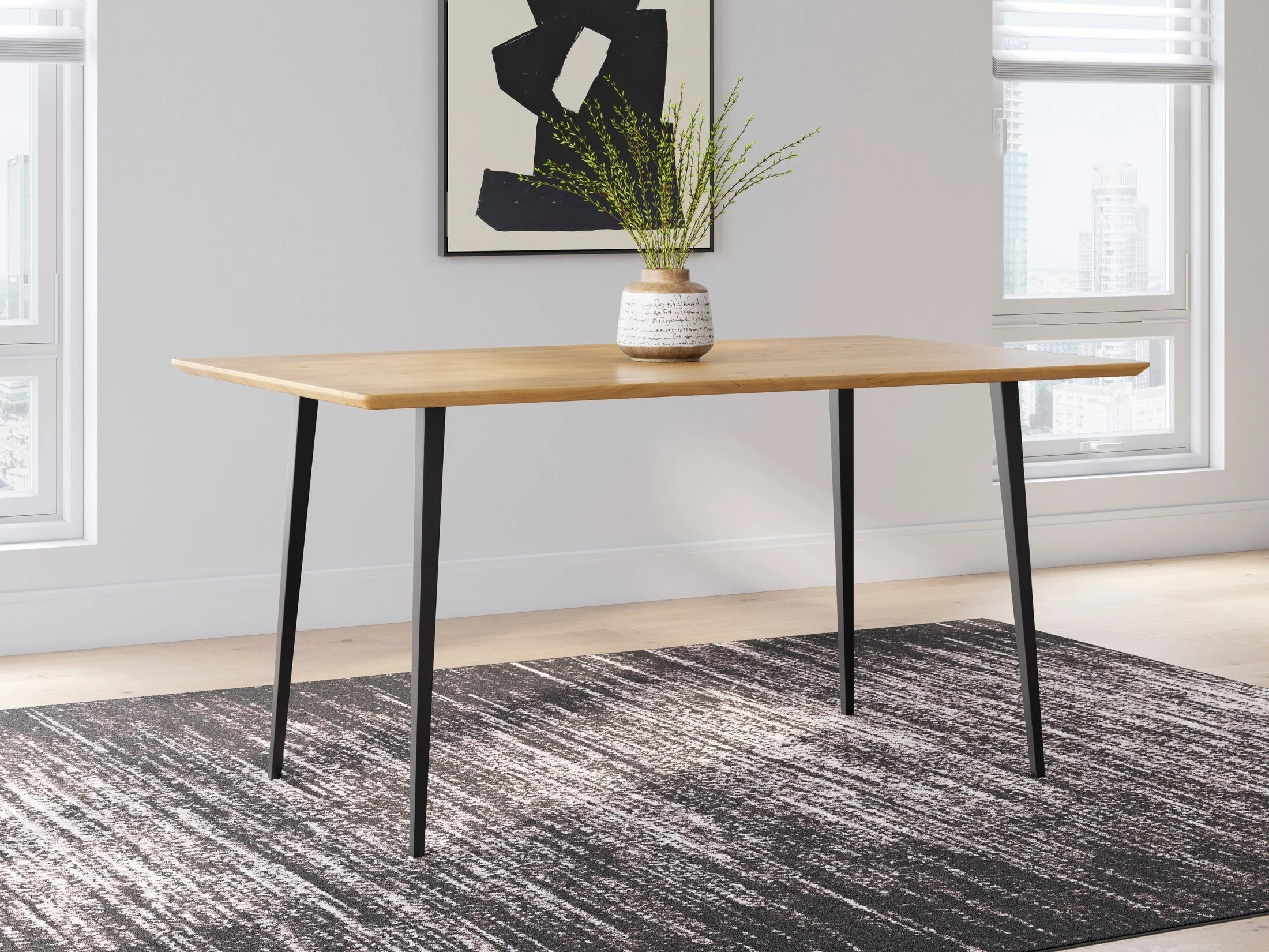 Gretlynn Black Rectangular Dining Room Table (Online Special Price)
