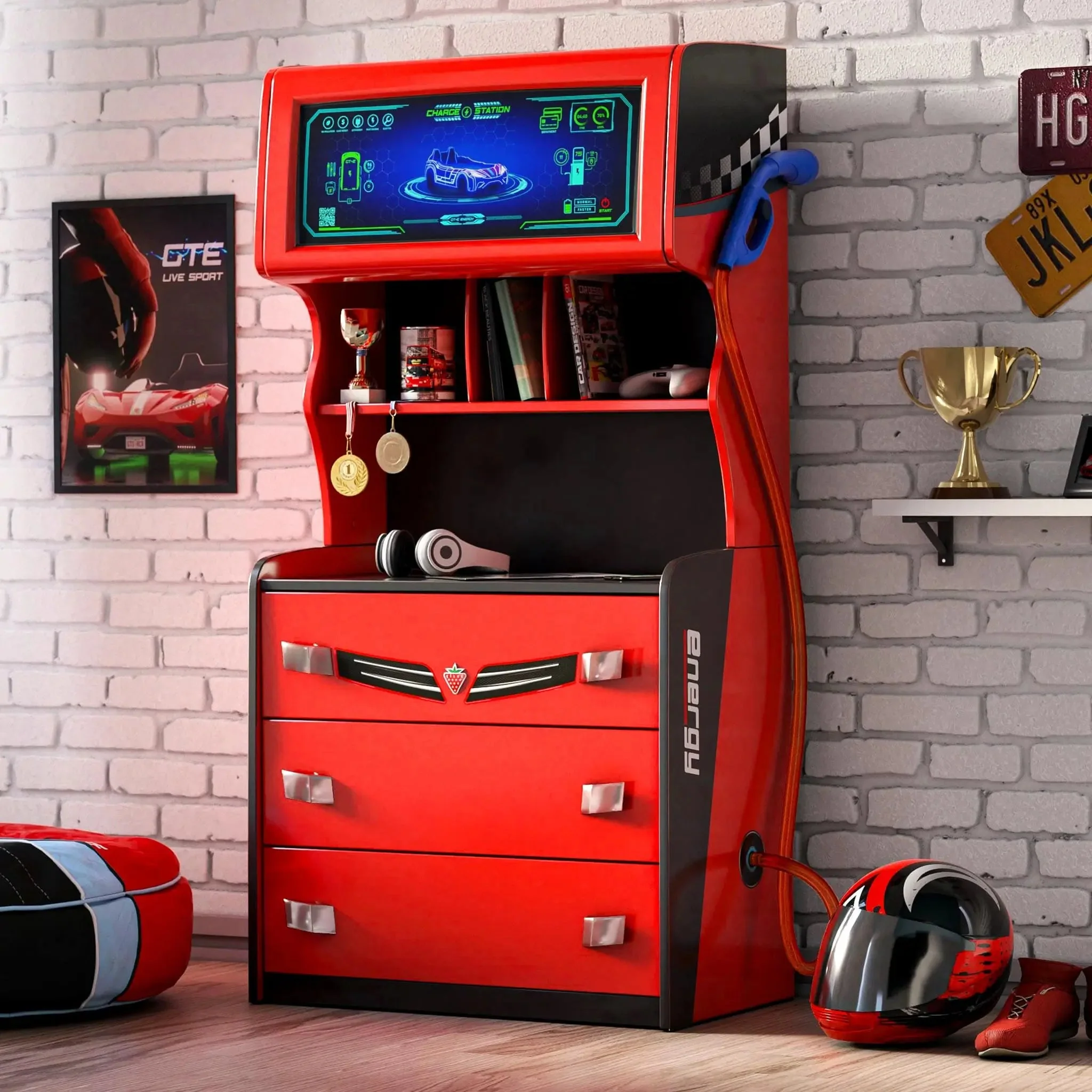 GTS EV 3 Drawer Chest with Cabinet, Charging Station Theme - Image 2