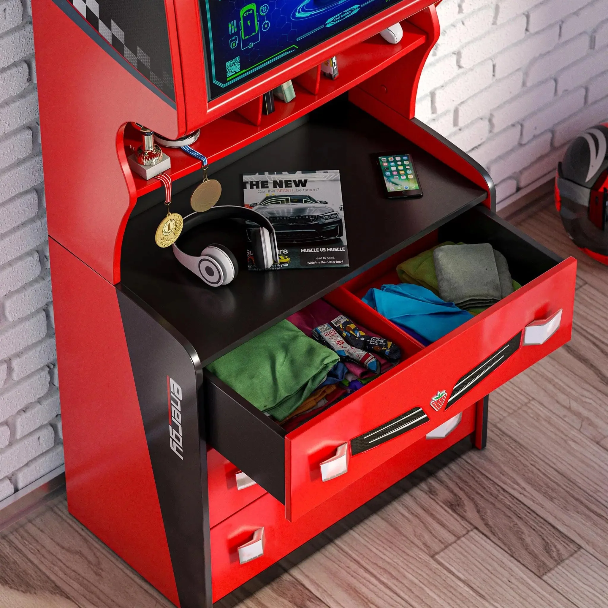 GTS EV 3 Drawer Chest with Cabinet, Charging Station Theme - Image 6